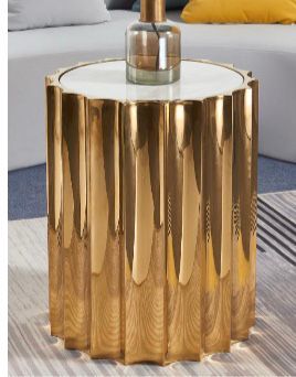 Marble Top And Titanium Gold Side Table