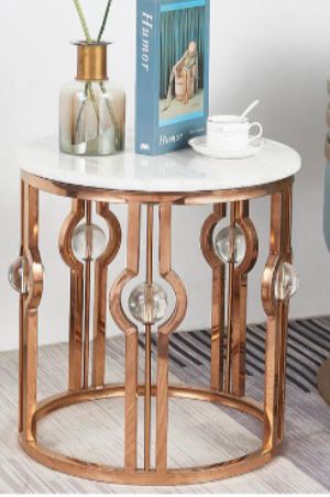 Marble Top with Acrylic balls and Titanium steel End Table