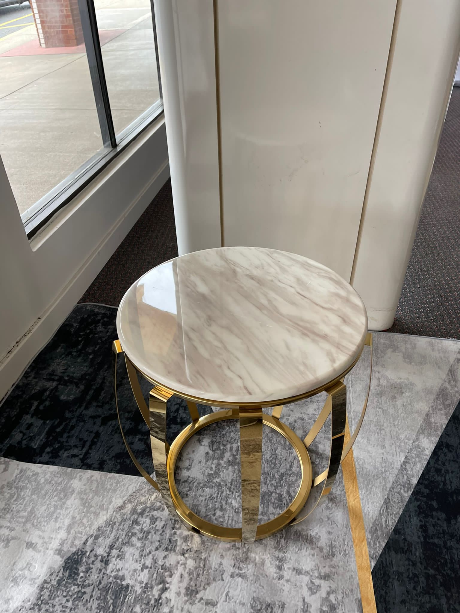Gold Steel Marble Top Side Table