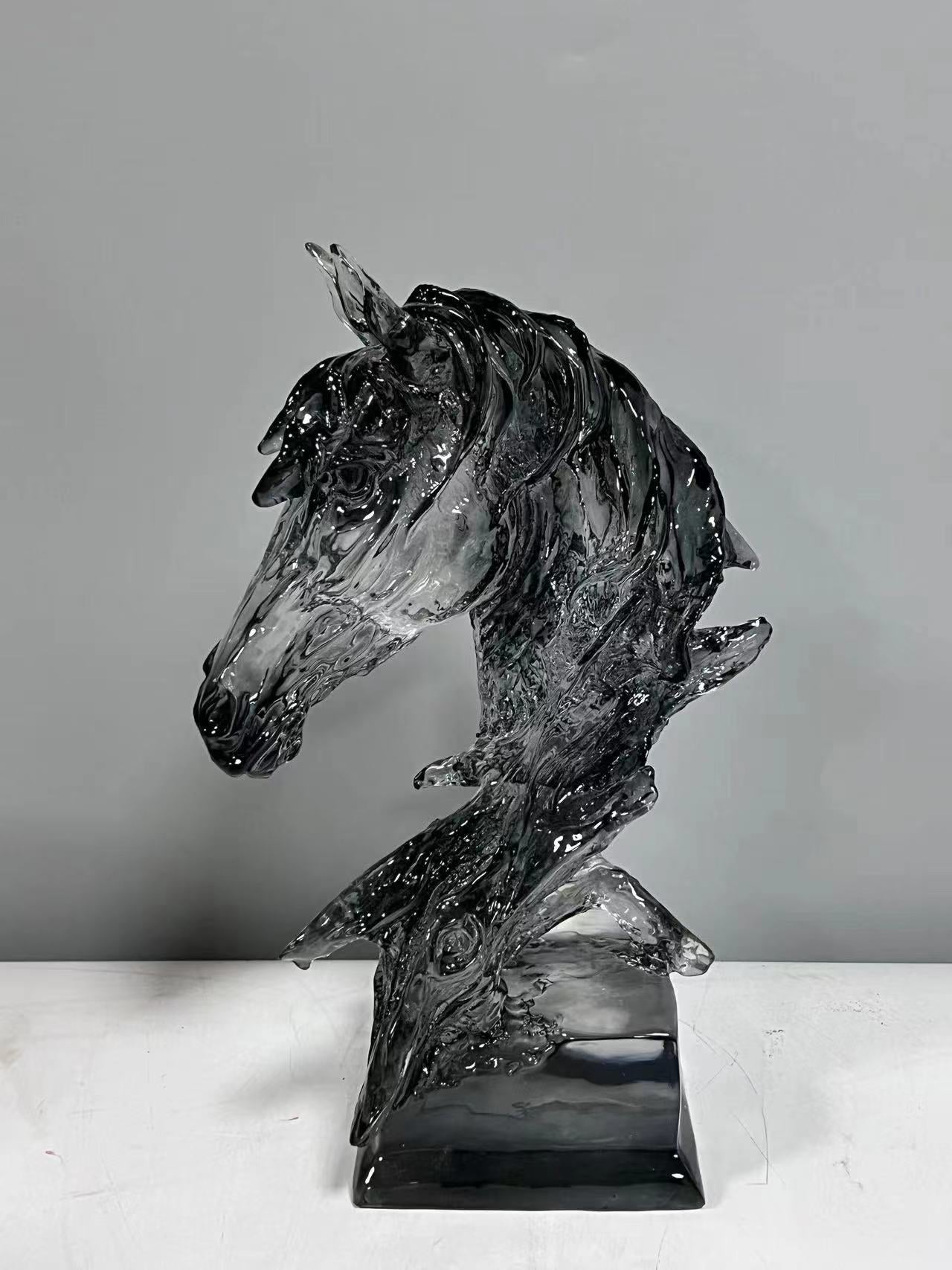Black Horse Resin Sculpture Decor