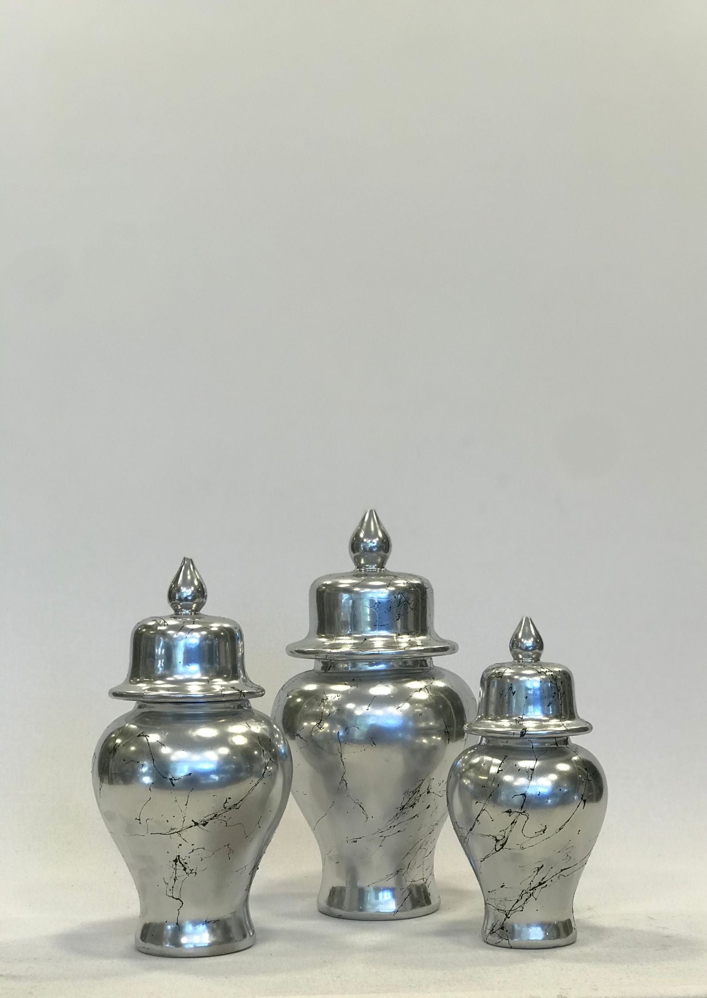 Silver Decorative Jar Set