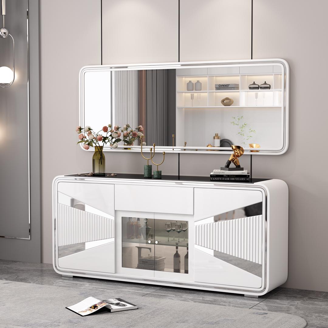 Glossy White Console & Mirror