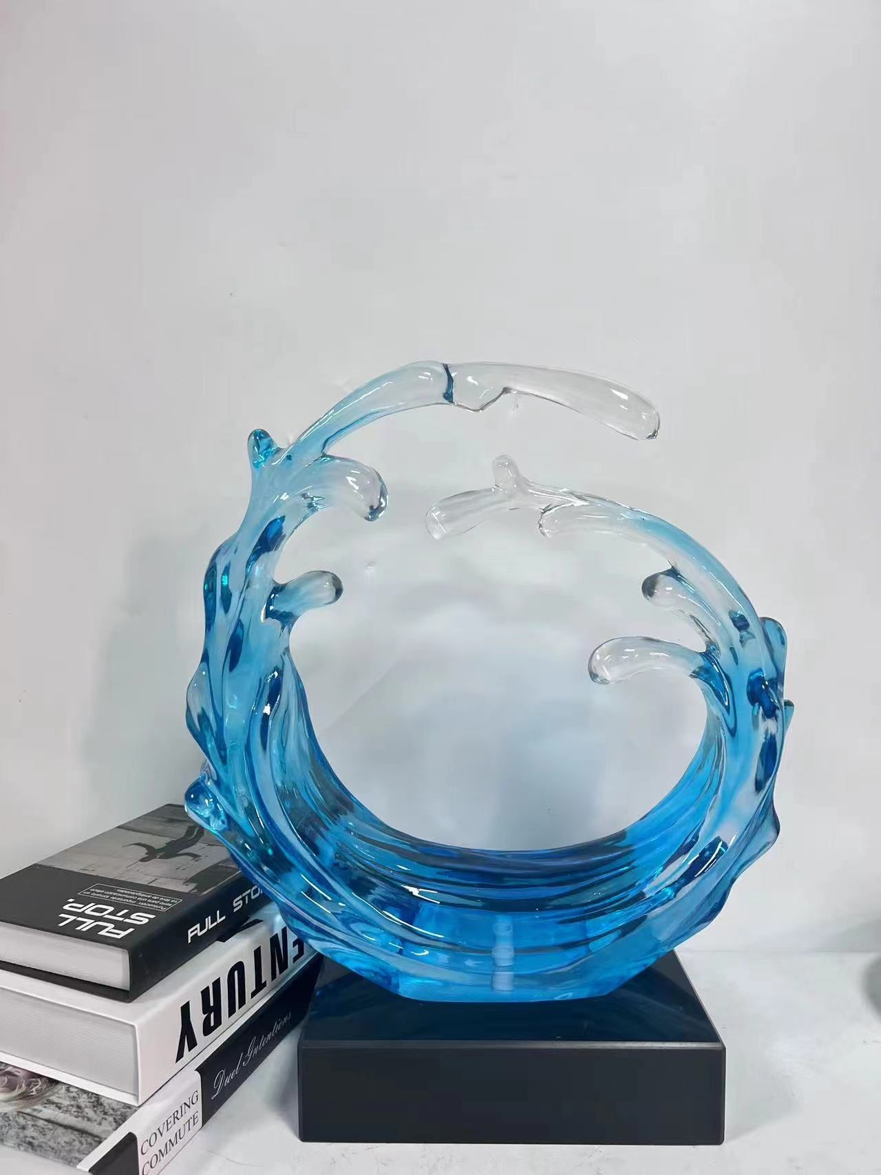 Blue Ocean Wave Resin Sculpture  Decor