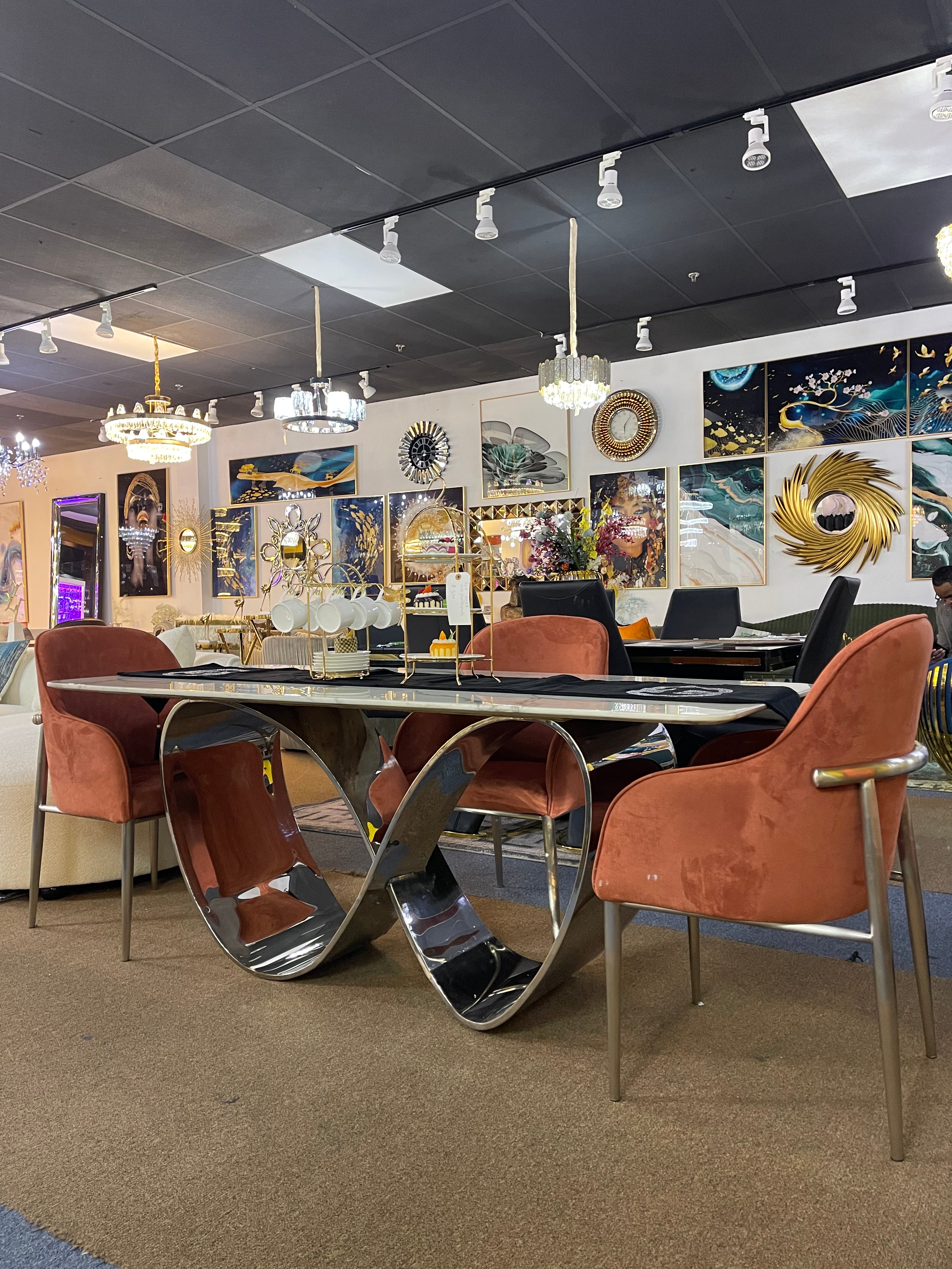 Butterfly Marble Dining Table Set