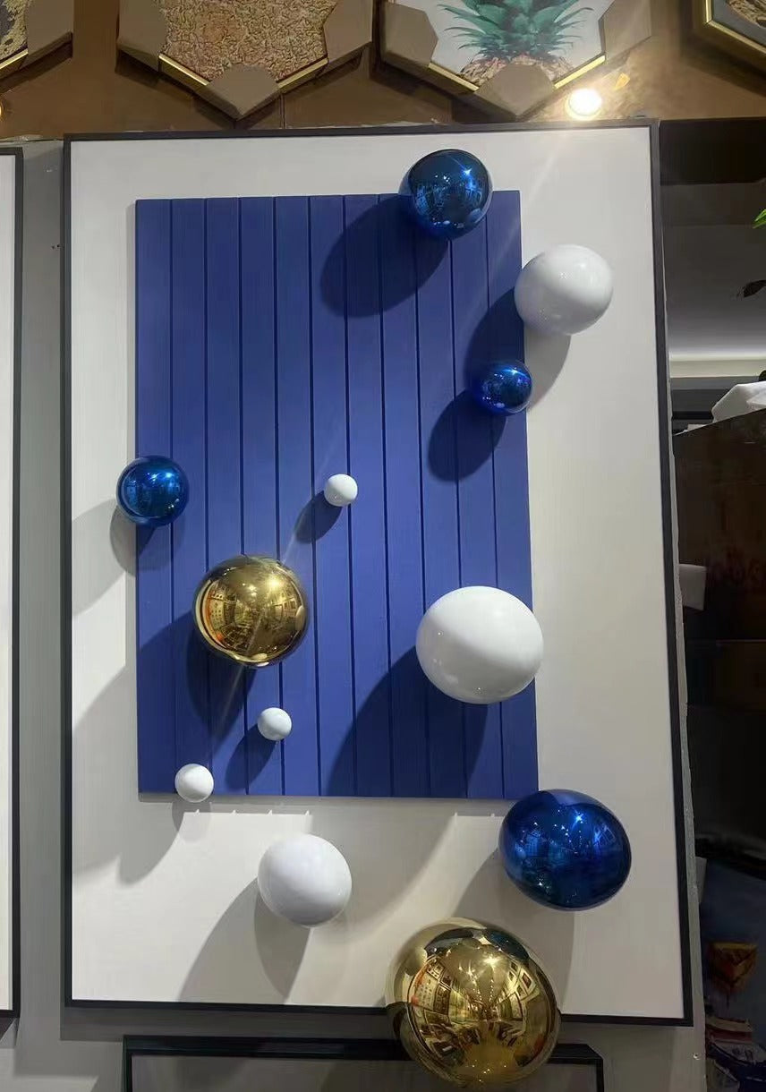 Blue/White/Gold Balls Painting