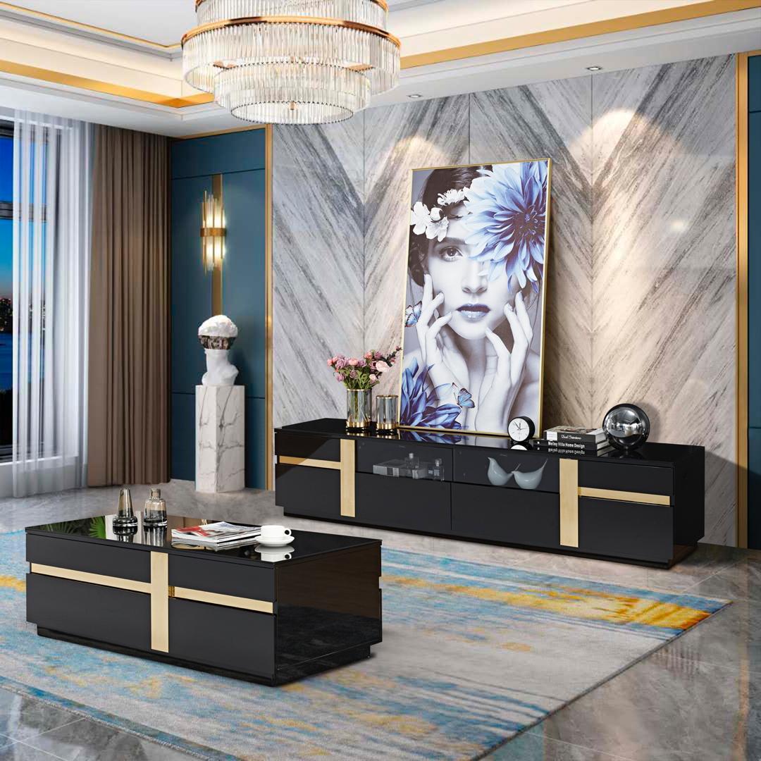 Black Tampered Glass Tv Stand