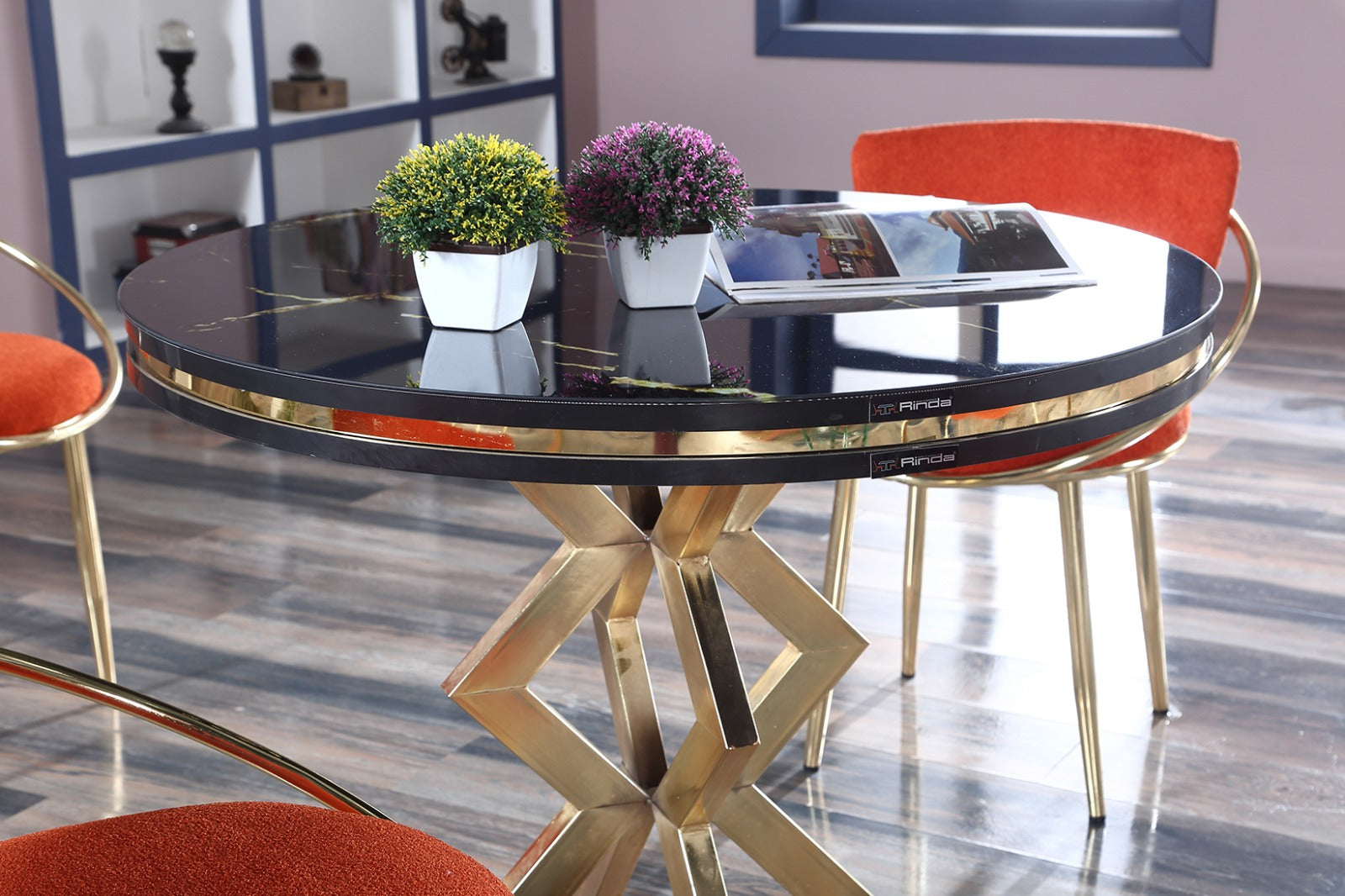 G-ES060 Mustard Yellow Oval Glass Dining Set - Image 4