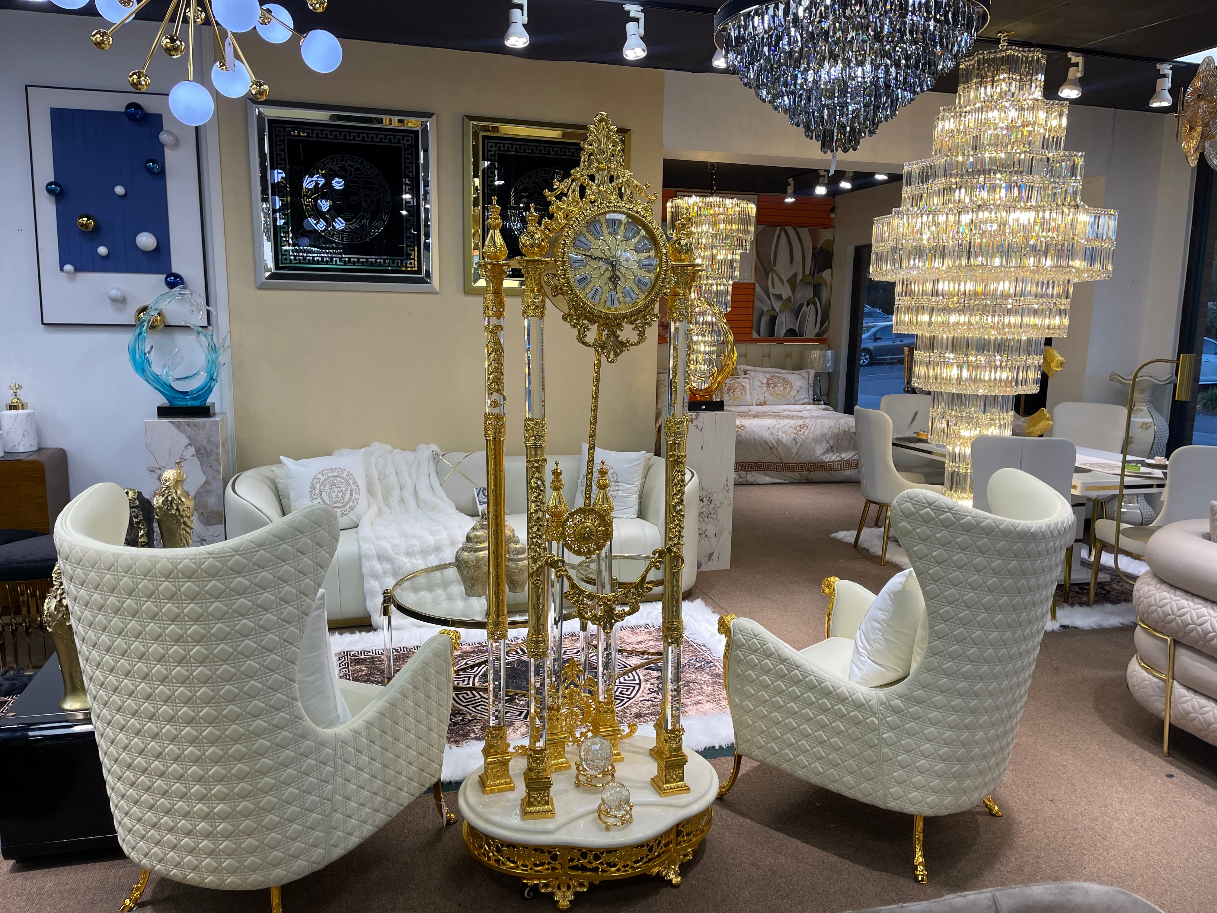 Upgrade Your Living Room with Off-White/Cream Genuine Leather Settee | Titanium Gold Trim | Comfortable Sofa & Armchair - Image 9