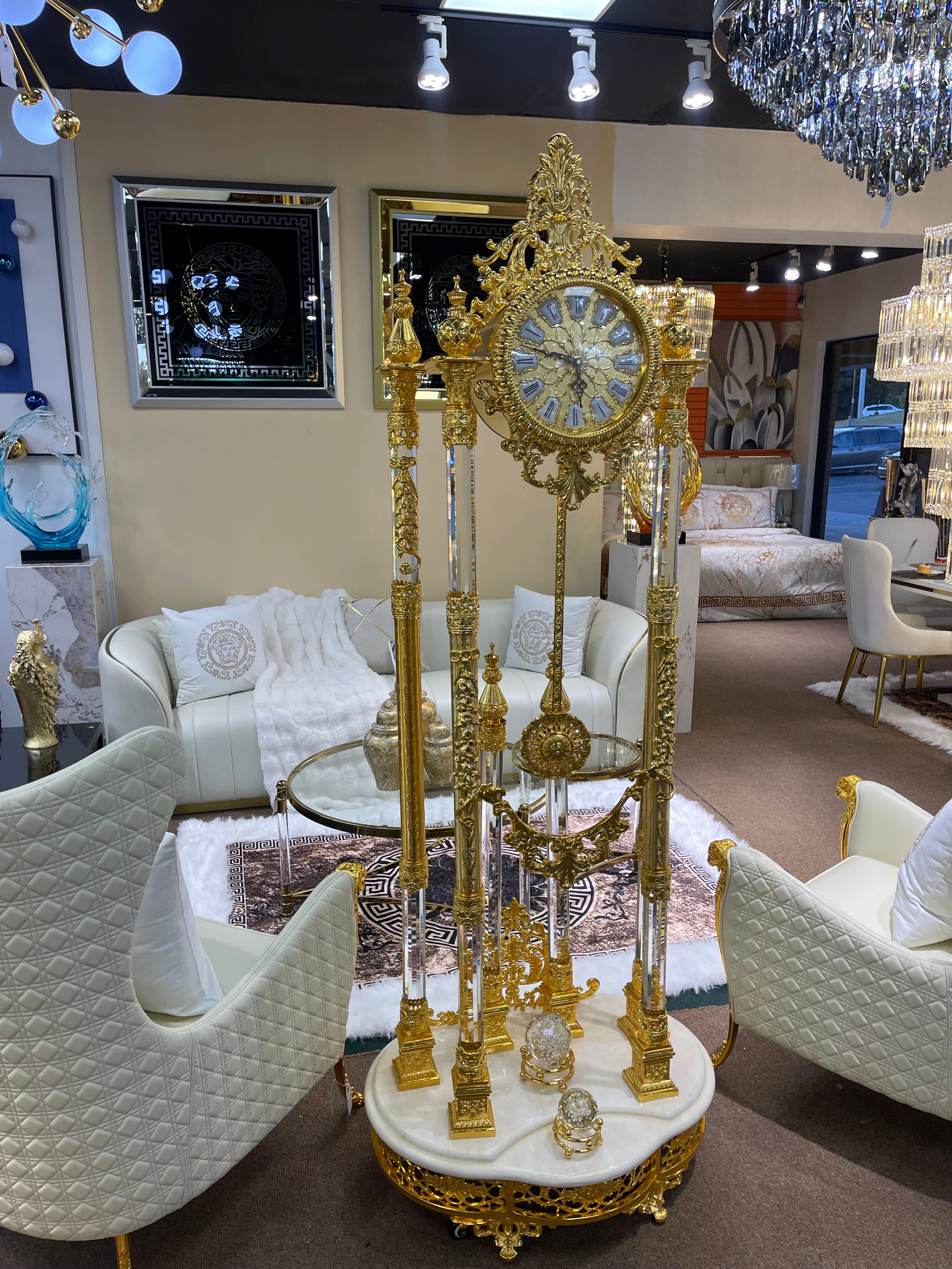 Upgrade Your Living Room with Off-White/Cream Genuine Leather Settee | Titanium Gold Trim | Comfortable Sofa & Armchair - Image 10