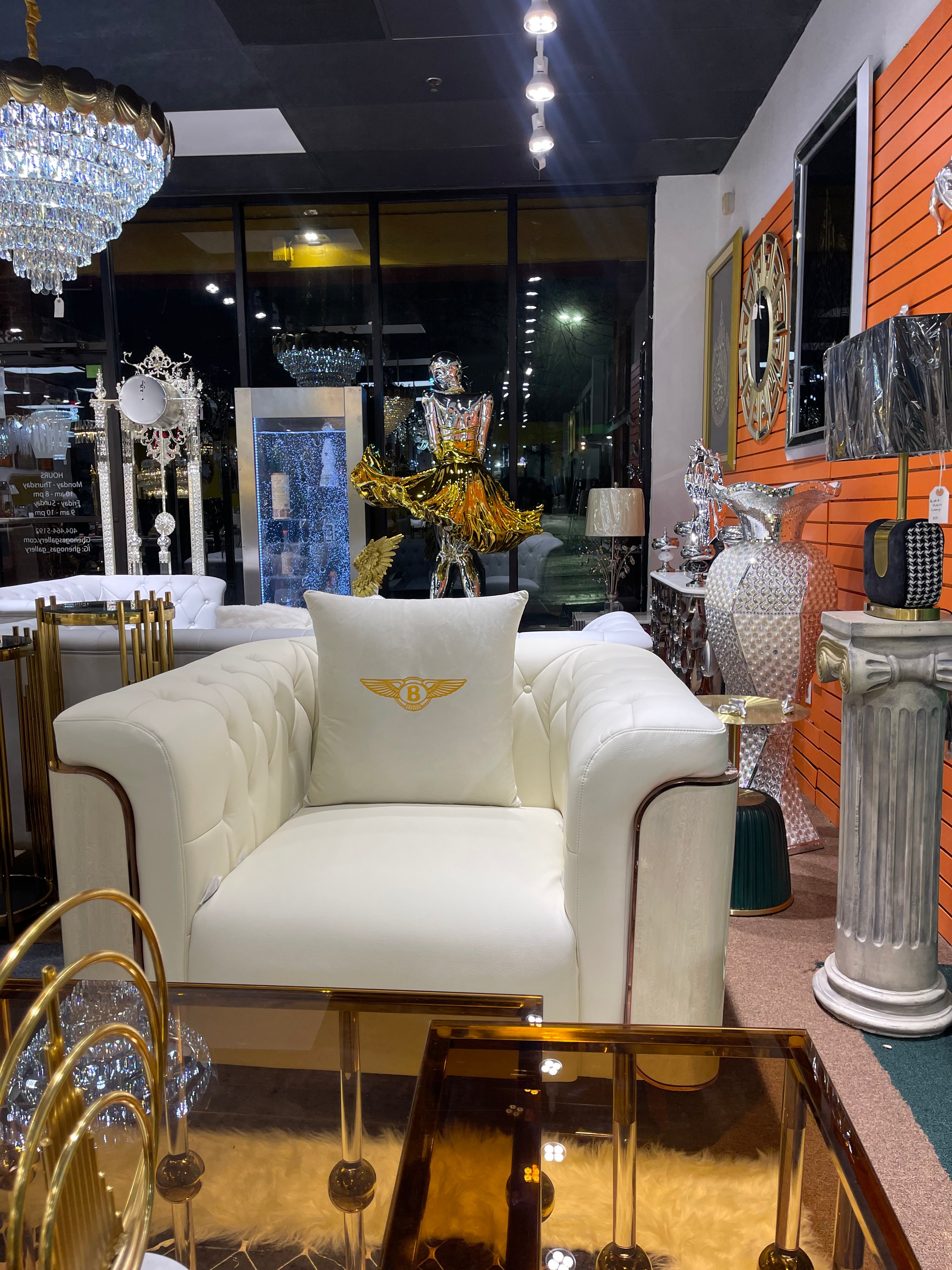 GG-Cream/ Offwhite Bentley Modern Leather Living Room Sofa Settee - Image 3