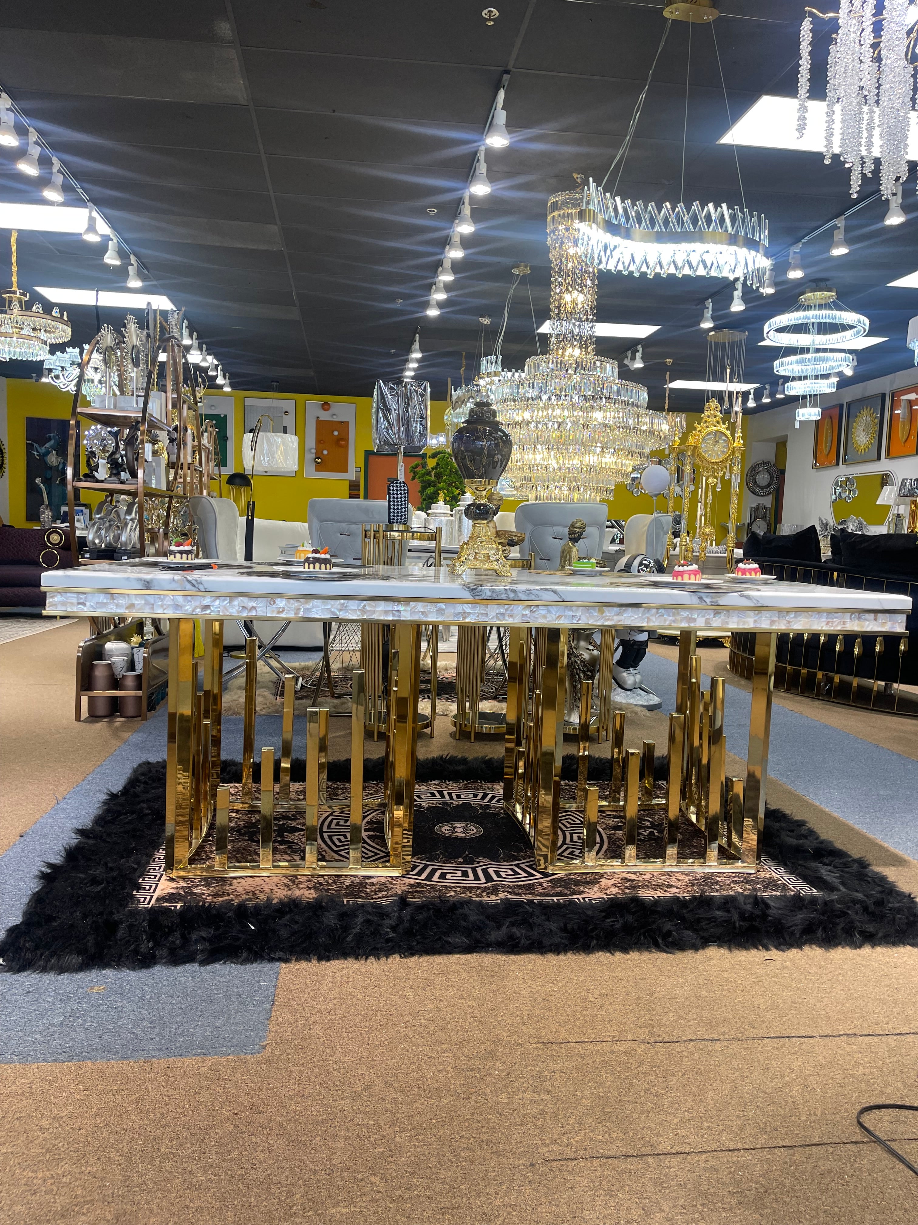 White Modern Marble Dining Table - Image 2