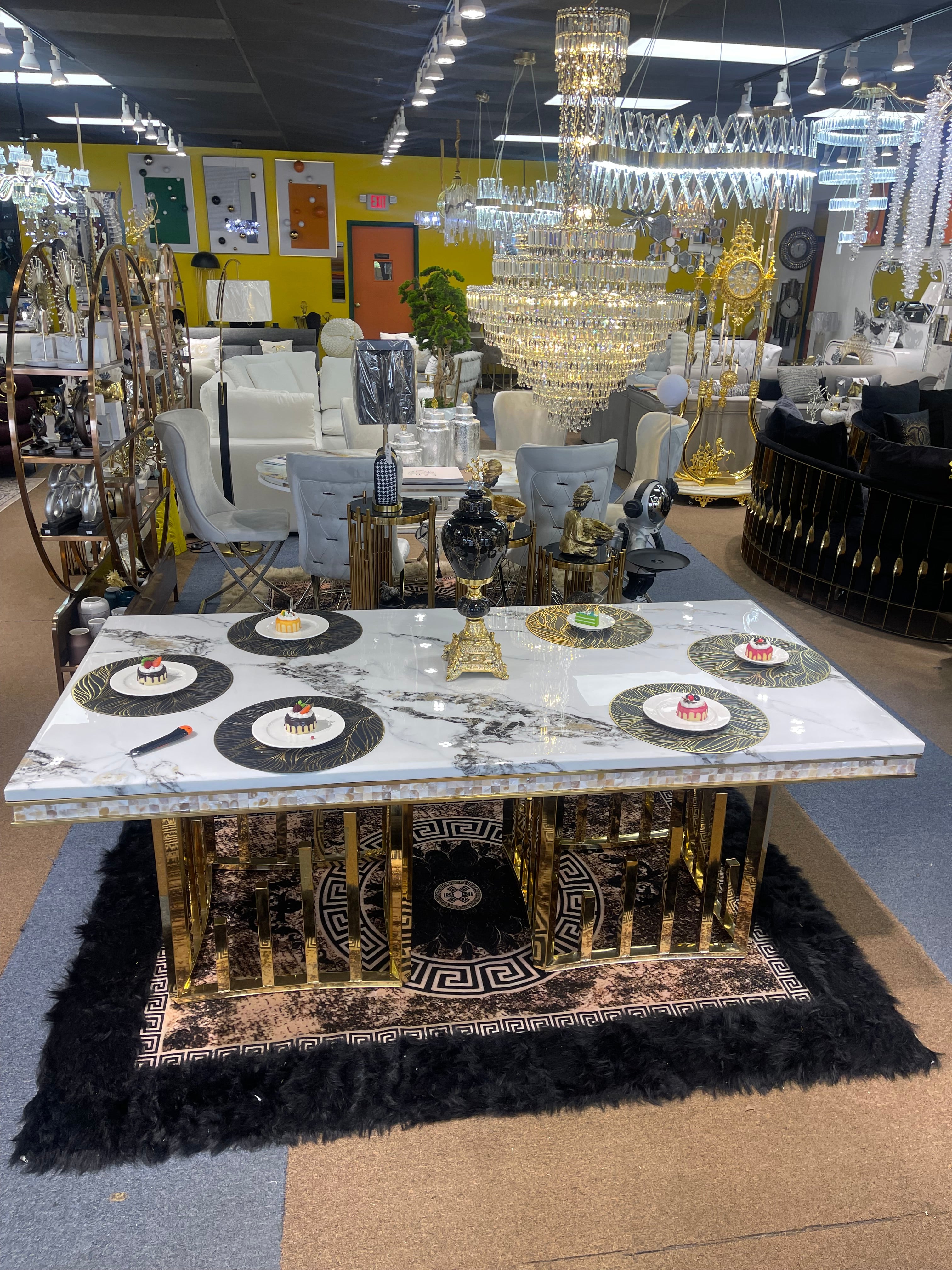 White Modern Marble Dining Table - Image 5