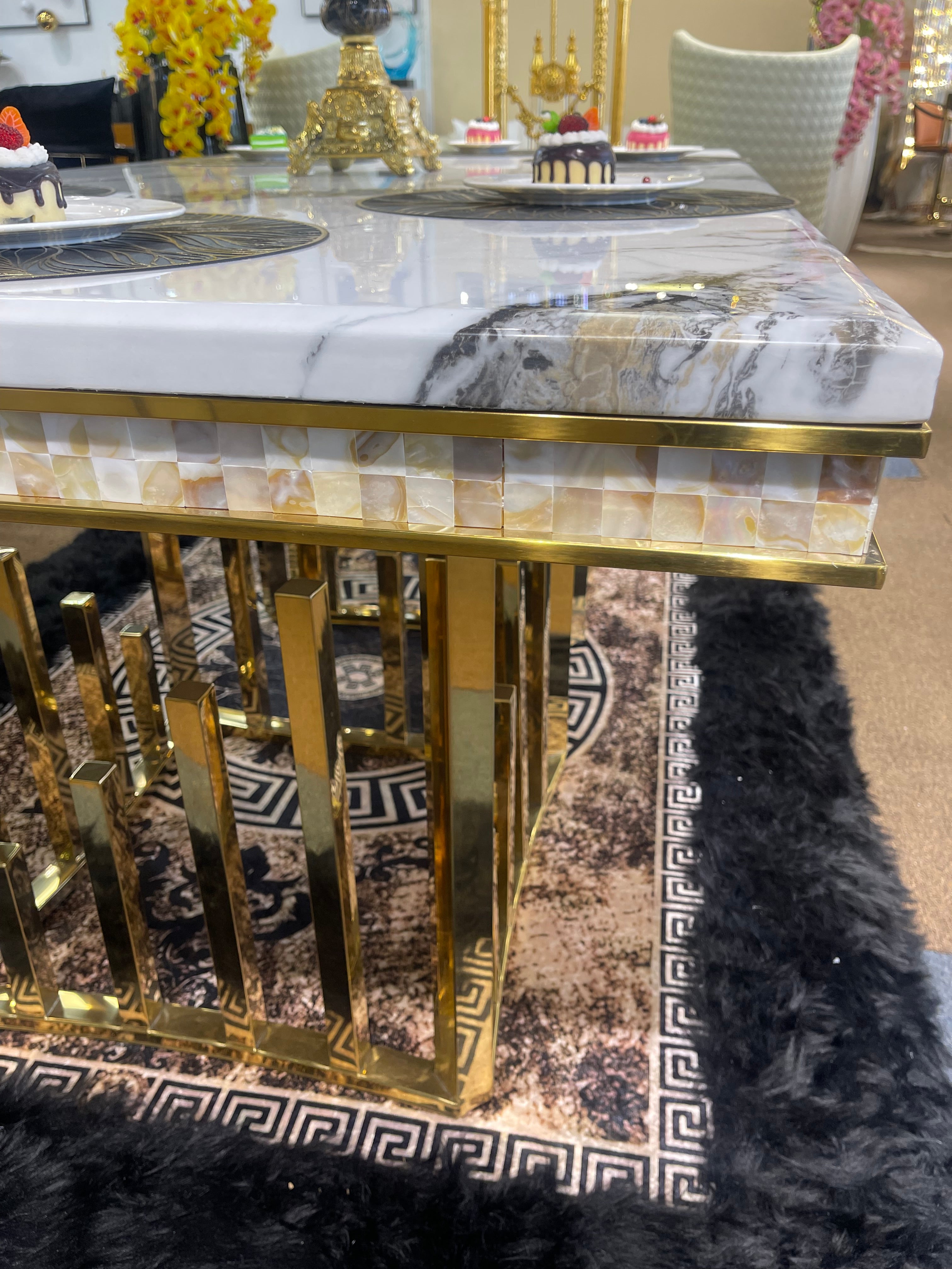 White Modern Marble Dining Table - Image 6