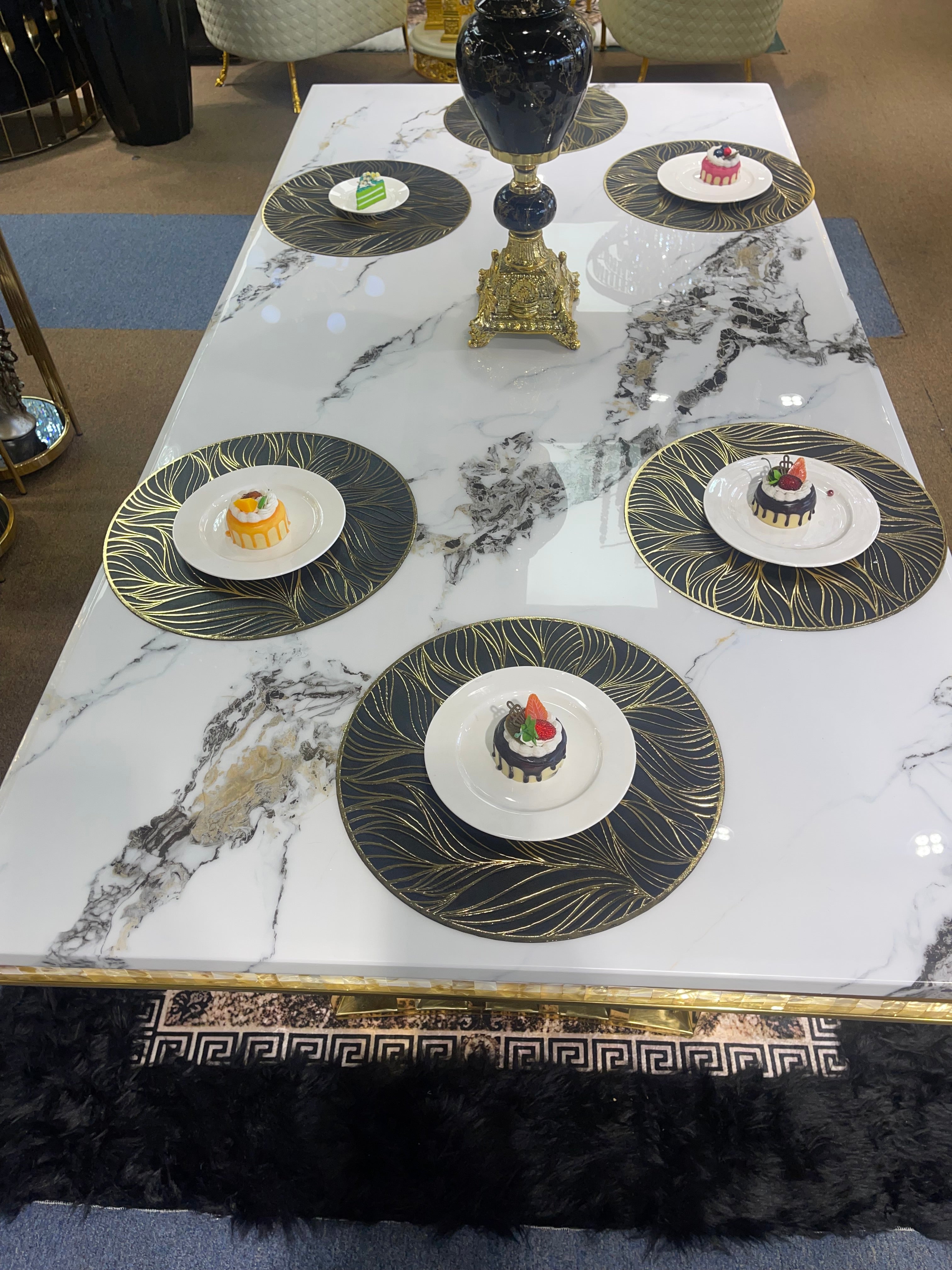 White Modern Marble Dining Table - Image 3