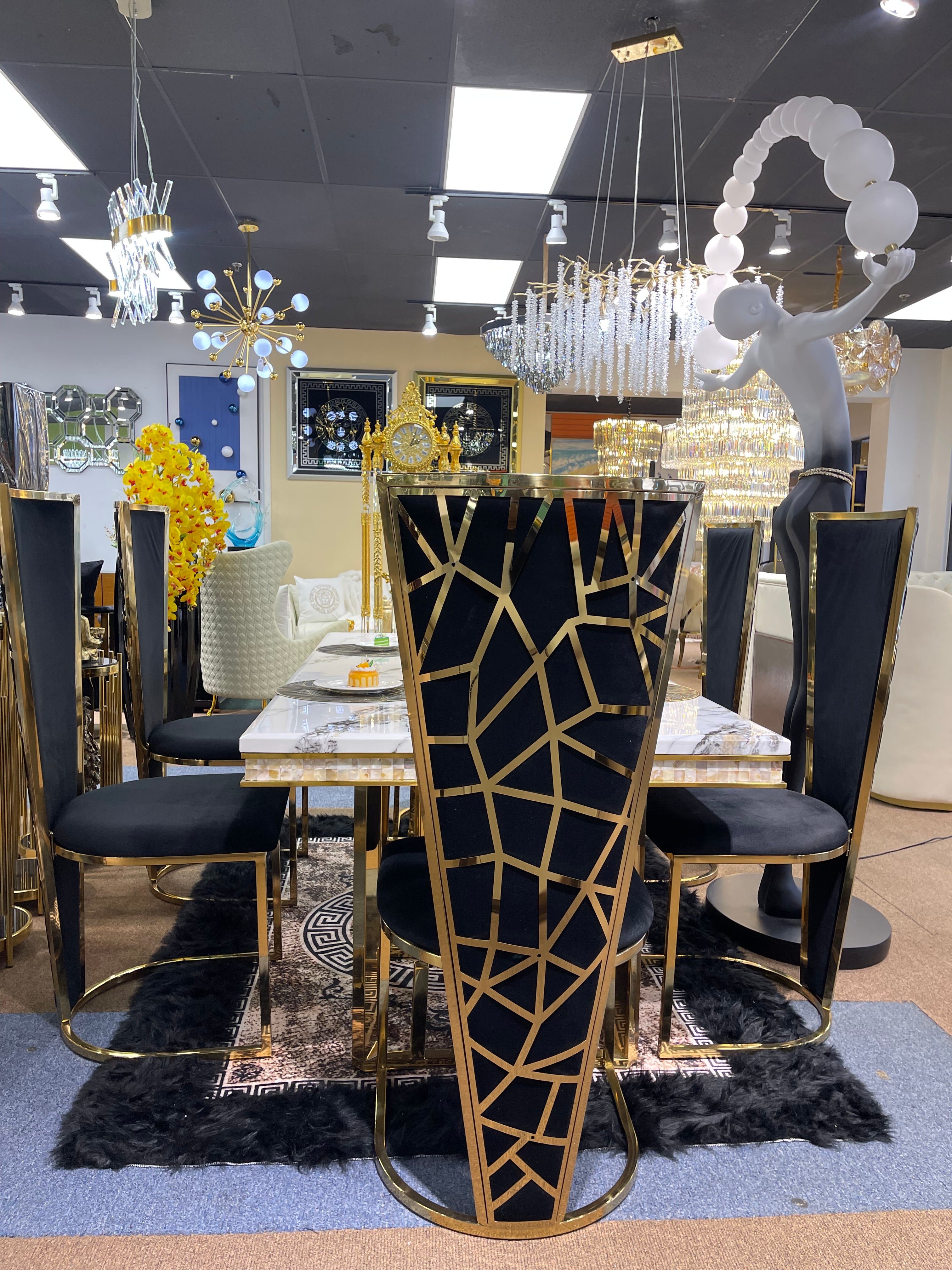 White Modern Marble Dining Table - Image 10