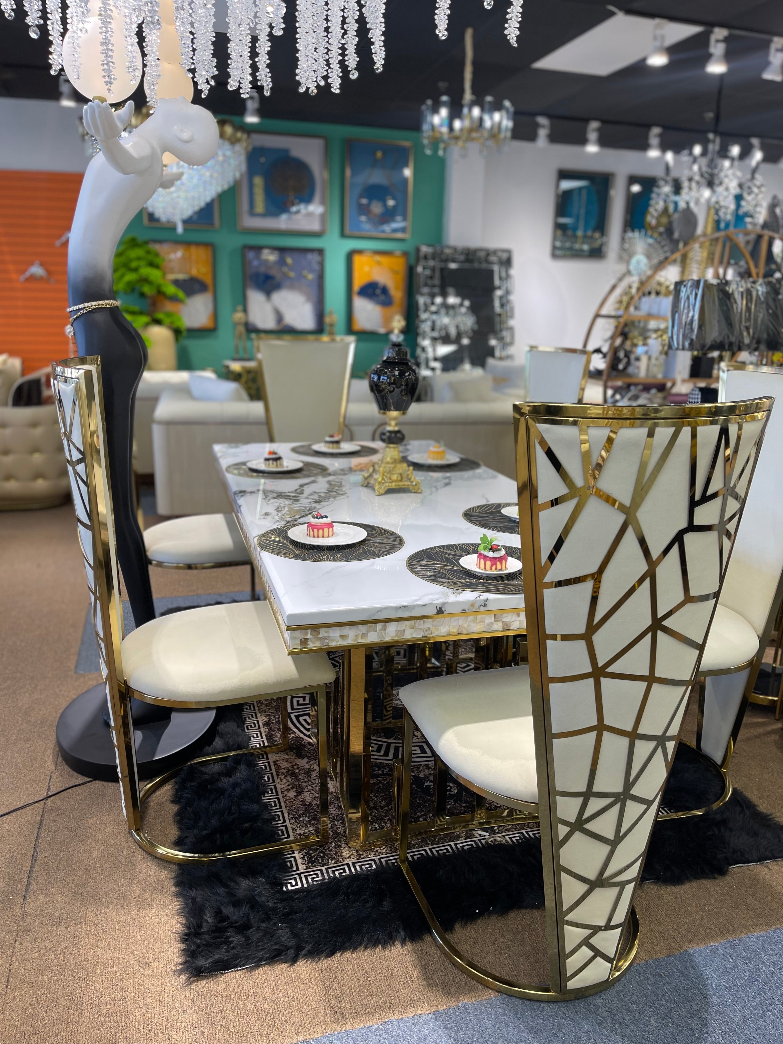 Cream Velvet Modern Luxury Dining Chairs - Image 11