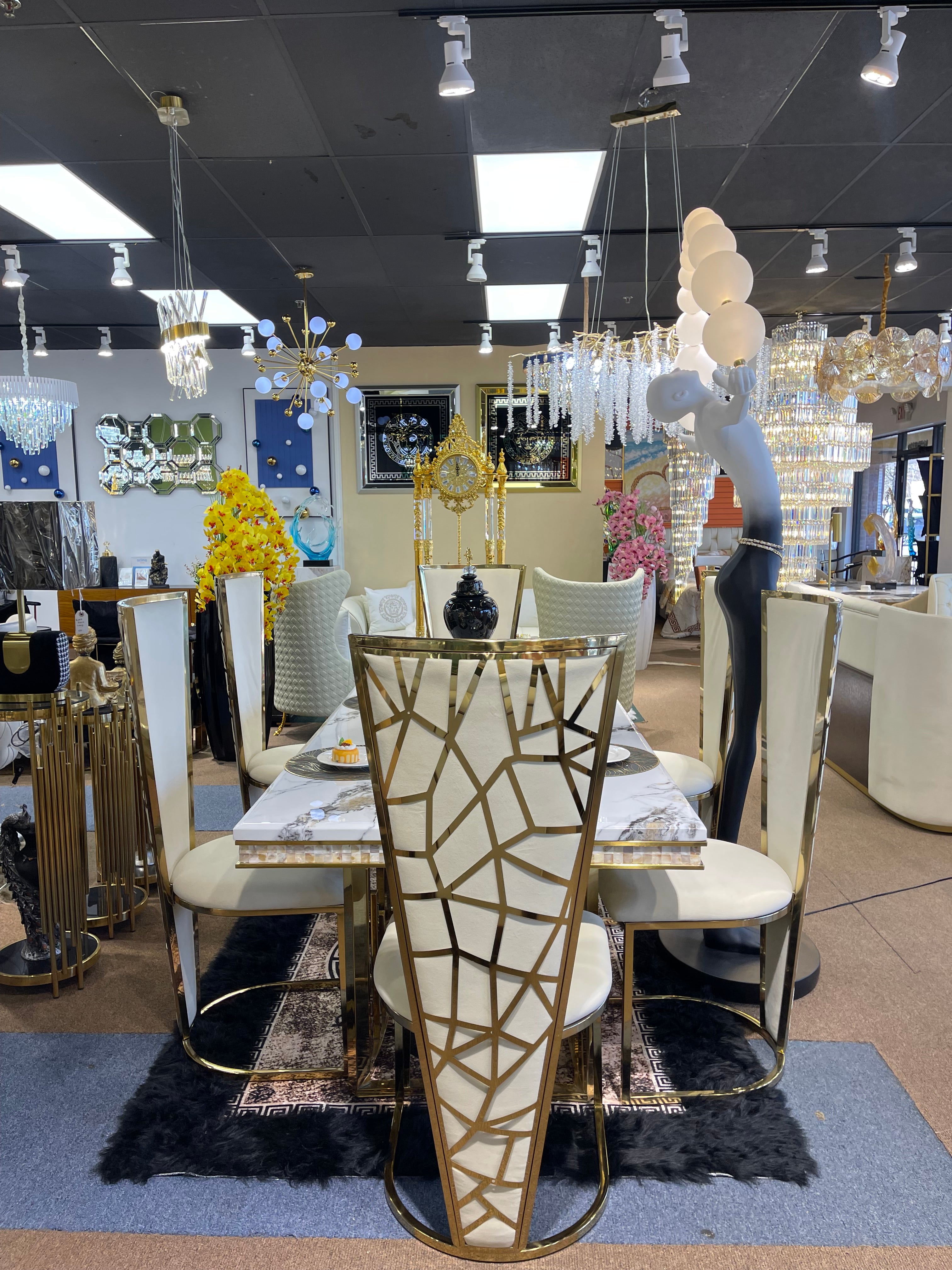 Cream Velvet Modern Luxury Dining Chairs - Image 3