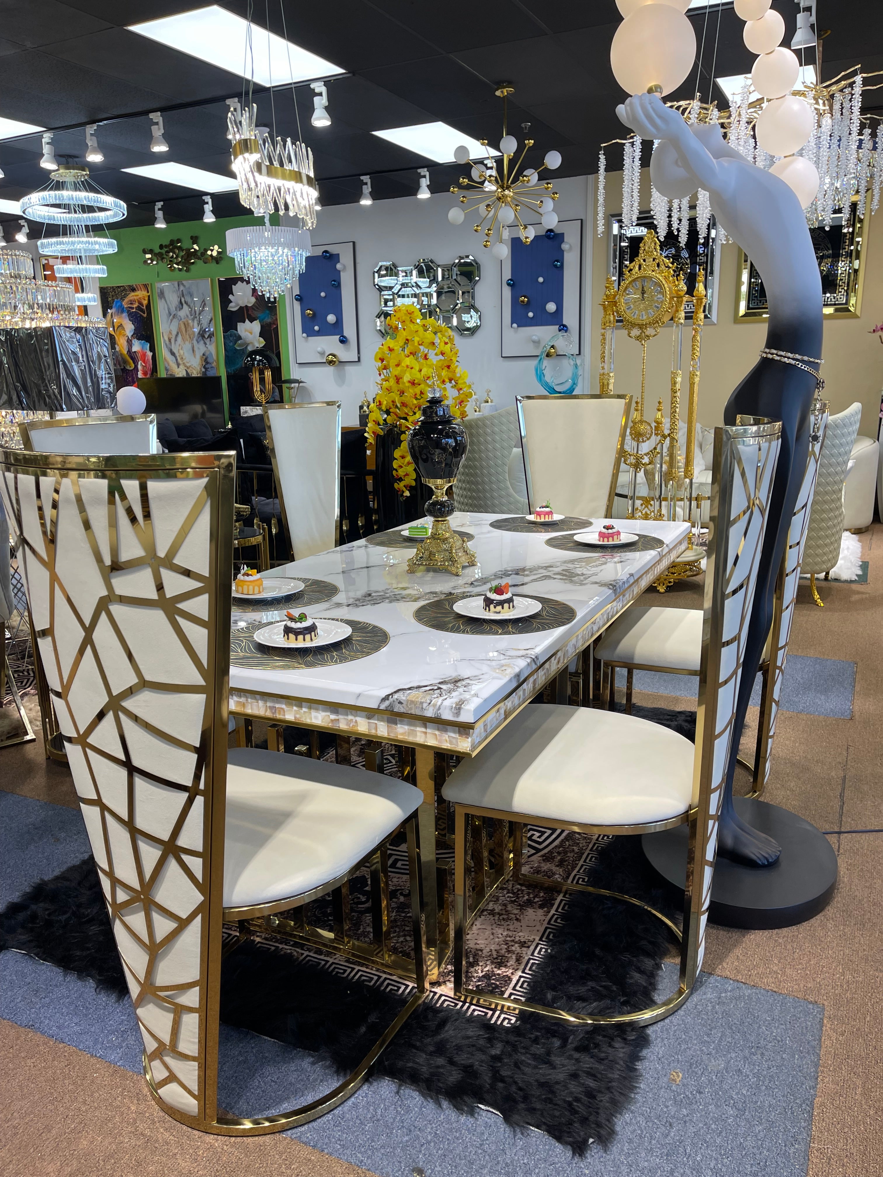 Cream Velvet Modern Luxury Dining Chairs - Image 2