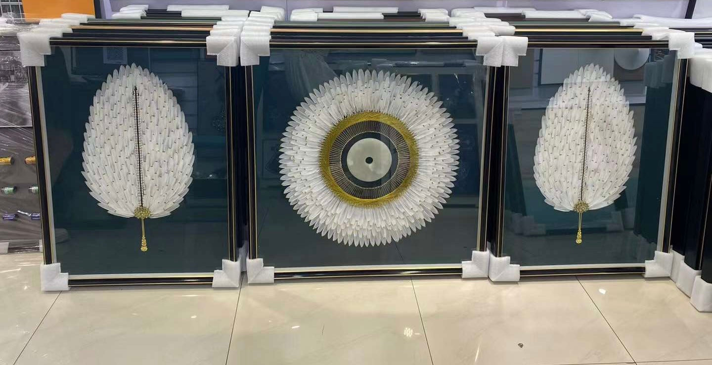 White/Blue Feather Painting Set