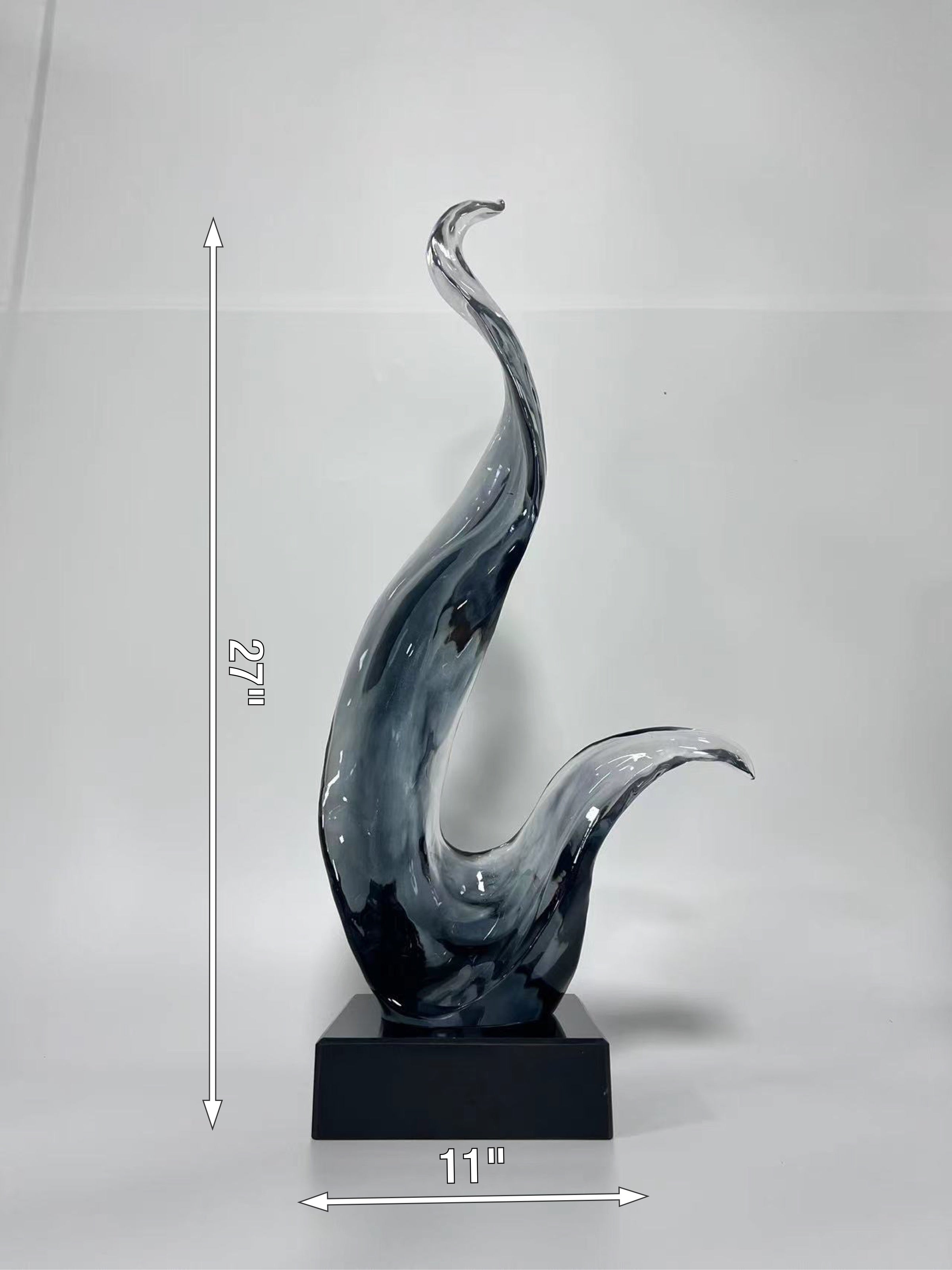 Black Linear Resin Sculpture - Image 2