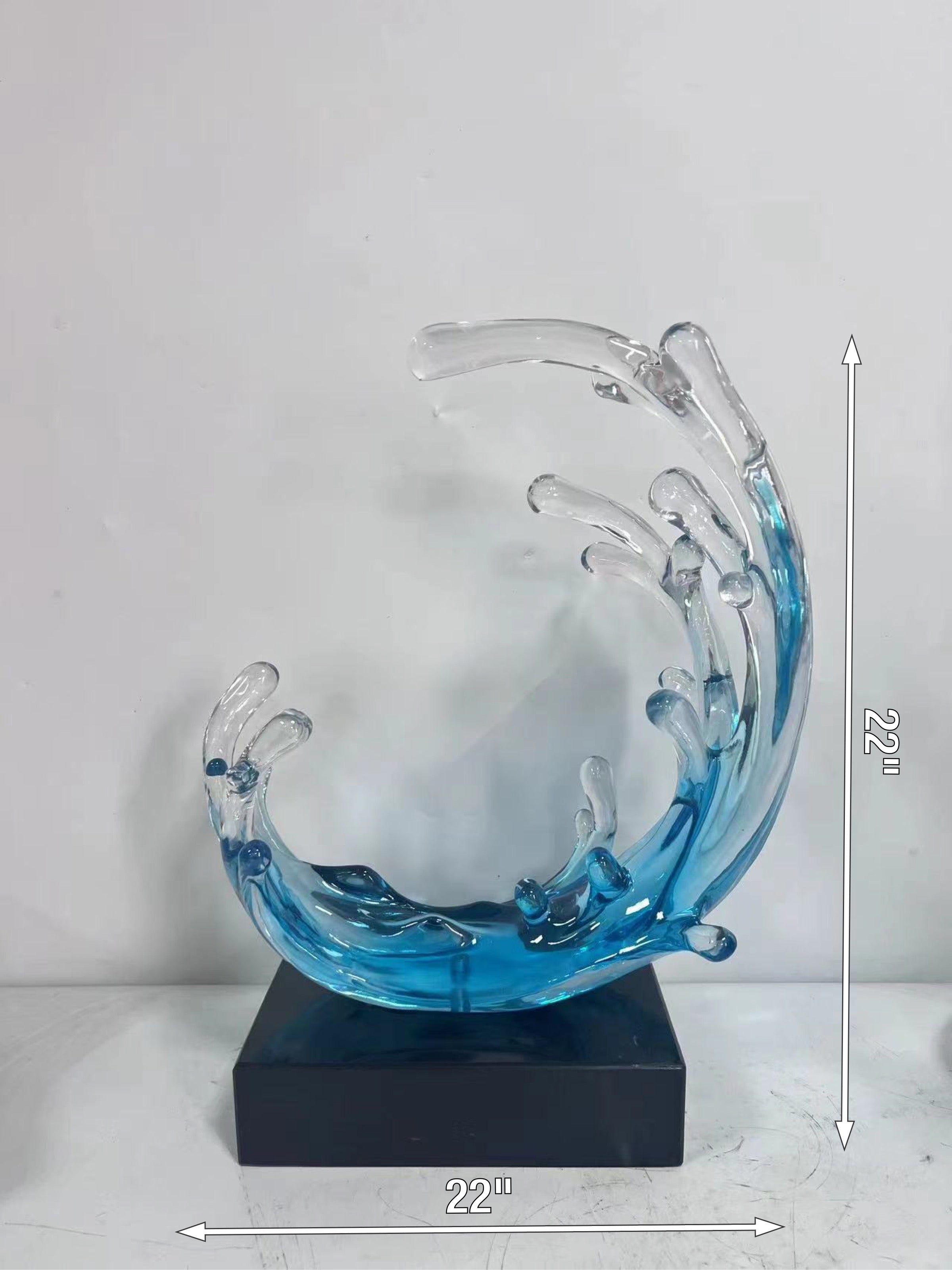 Blue Ocean Wave Resin Sculpture Decor - Image 3