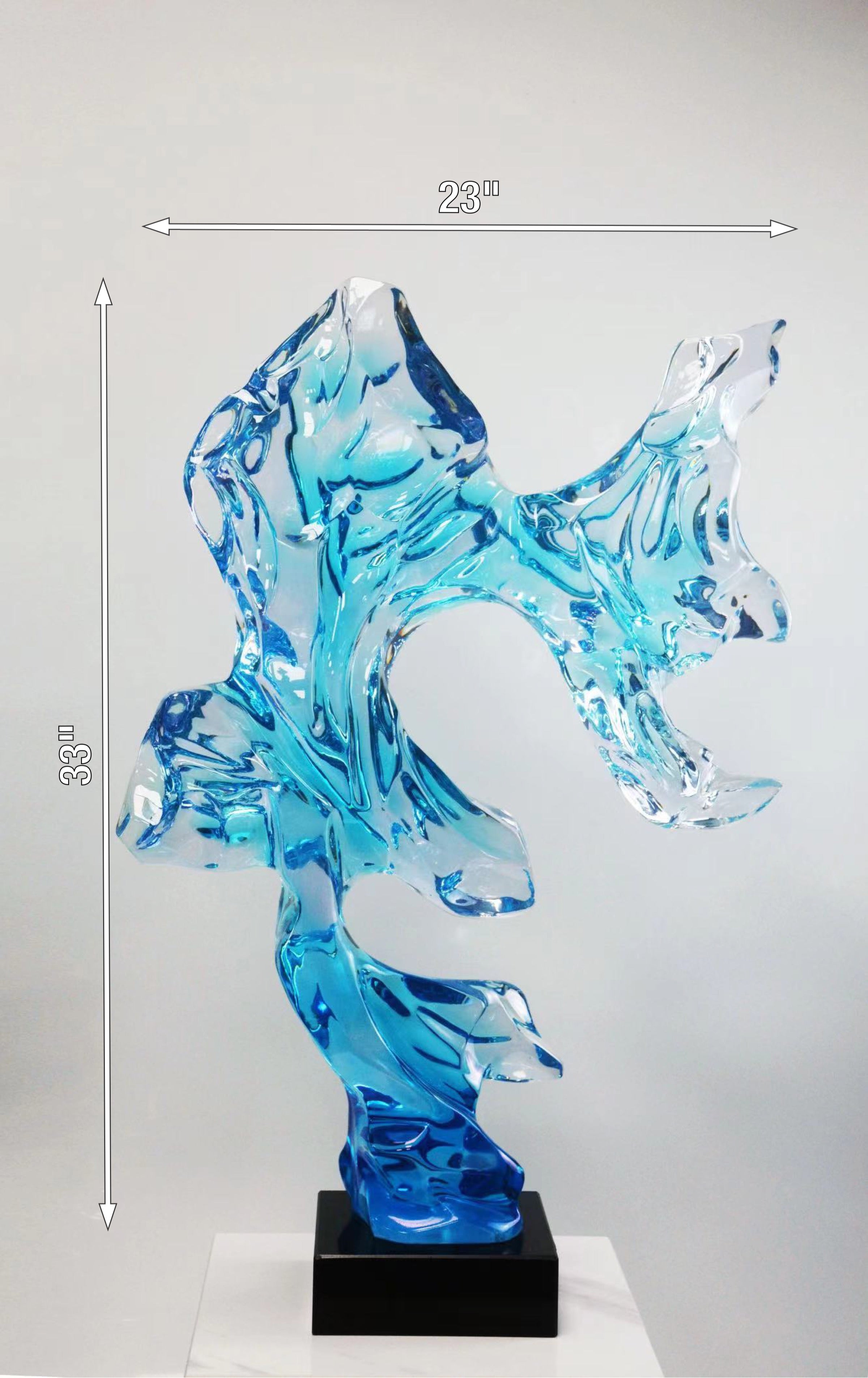 Blue Resin Sculpture Decor - Image 2