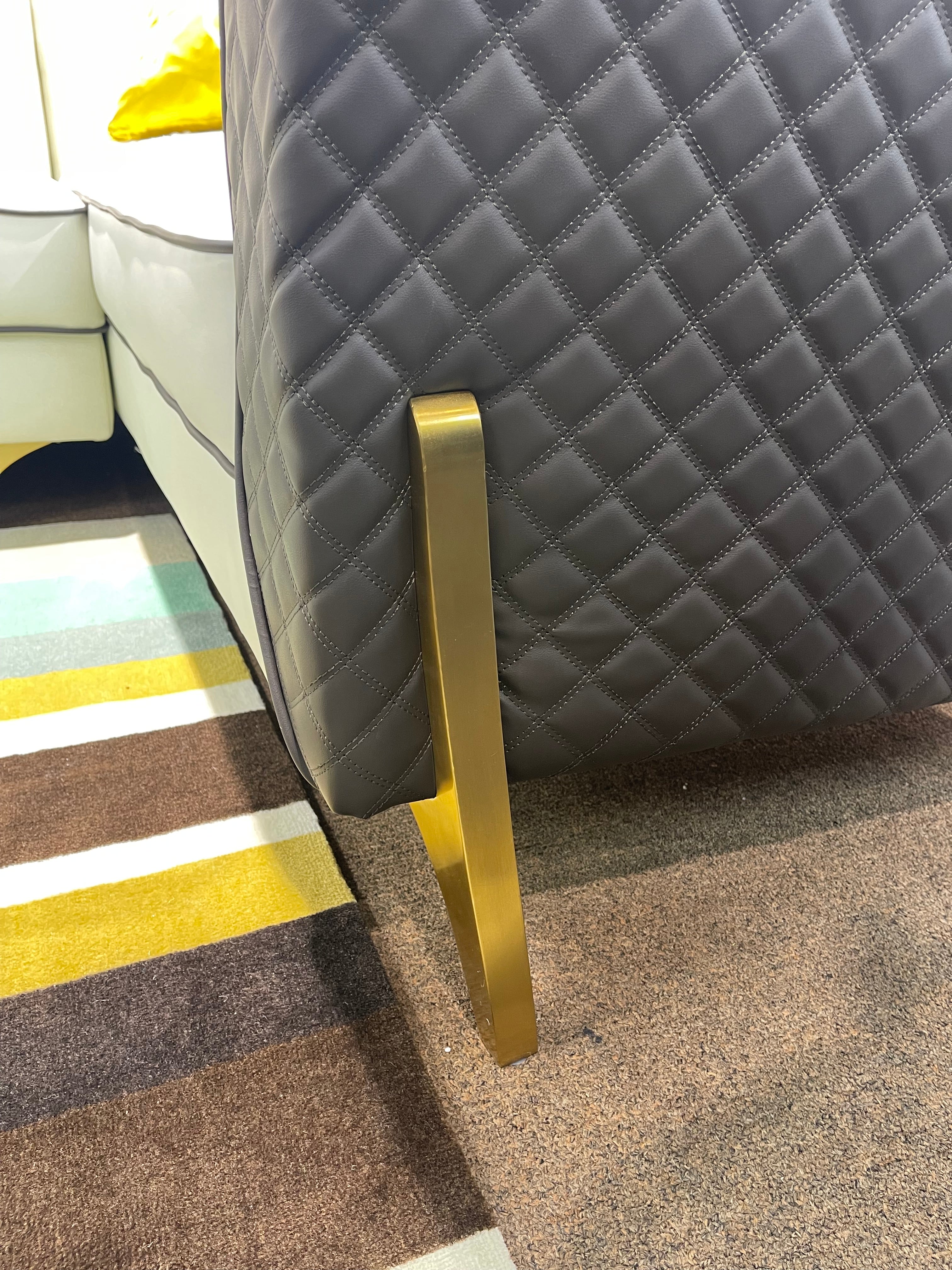 GG-Curvy Brown & Cream Modern Sectional Sofa - Image 5