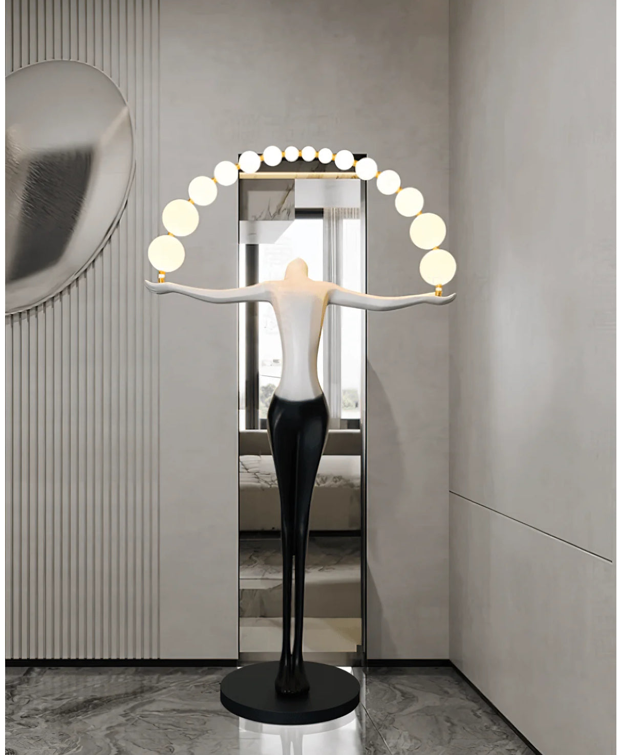 Black & White LED female Sculpture floor Lamp - Image 5