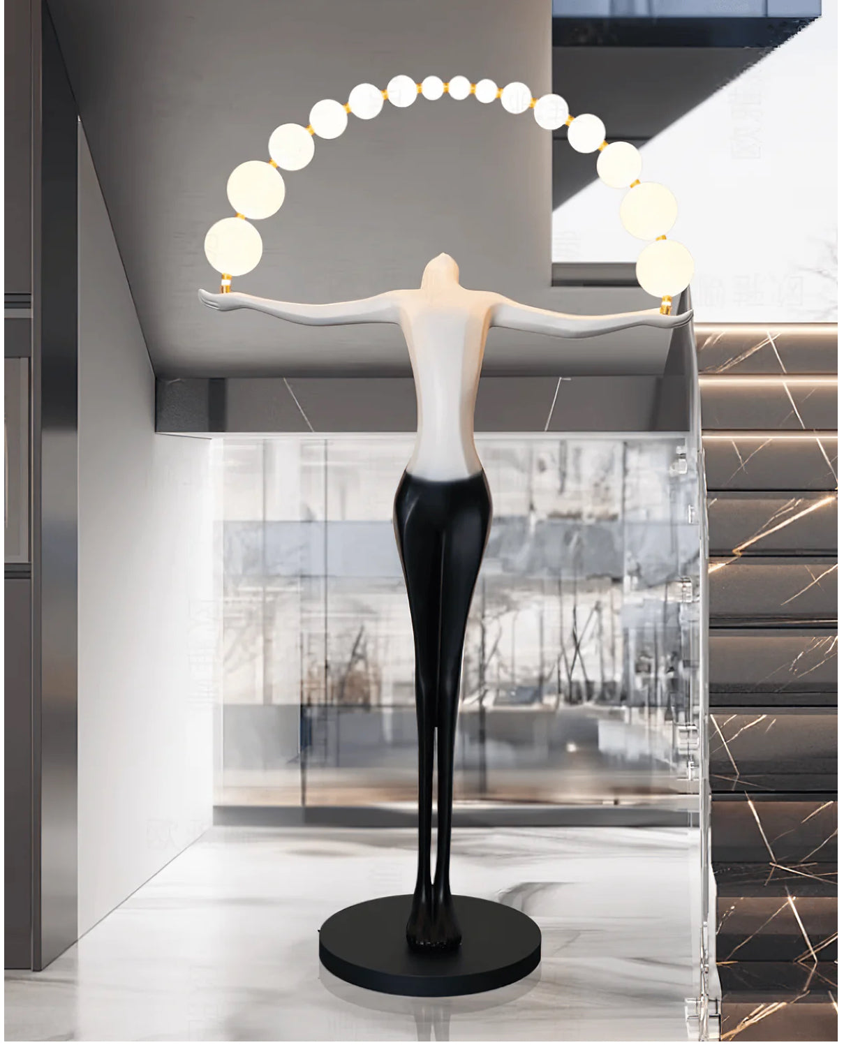 Black & White LED female Sculpture floor Lamp - Image 6