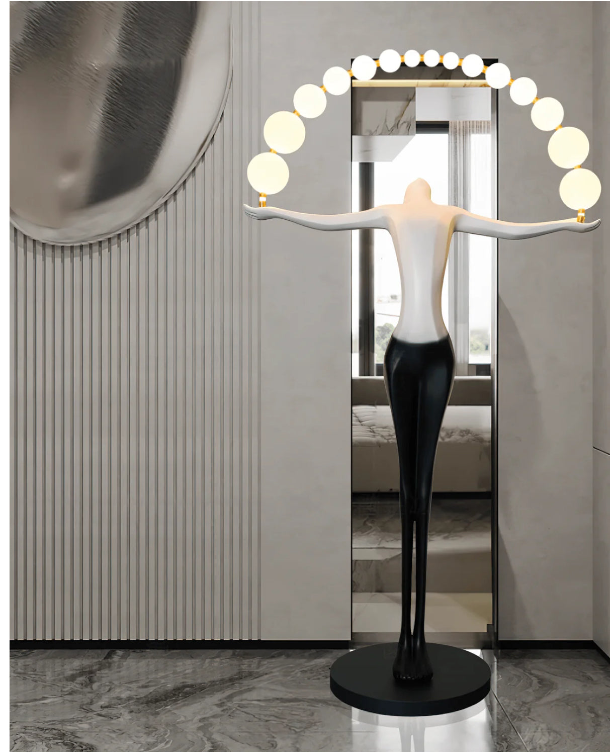 Black & White LED female Sculpture floor Lamp - Image 7