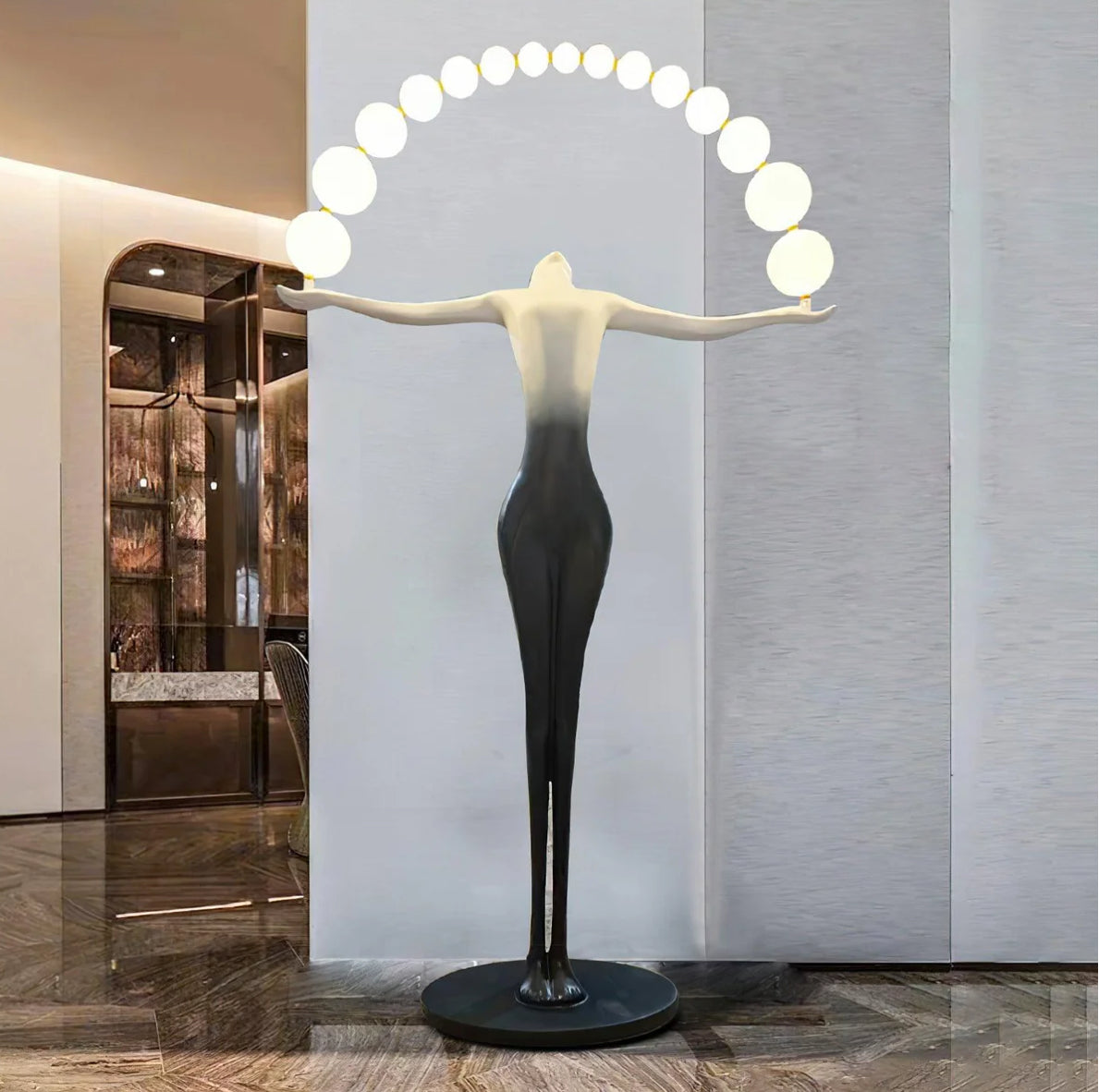Black & White LED female Sculpture floor Lamp - Image 9