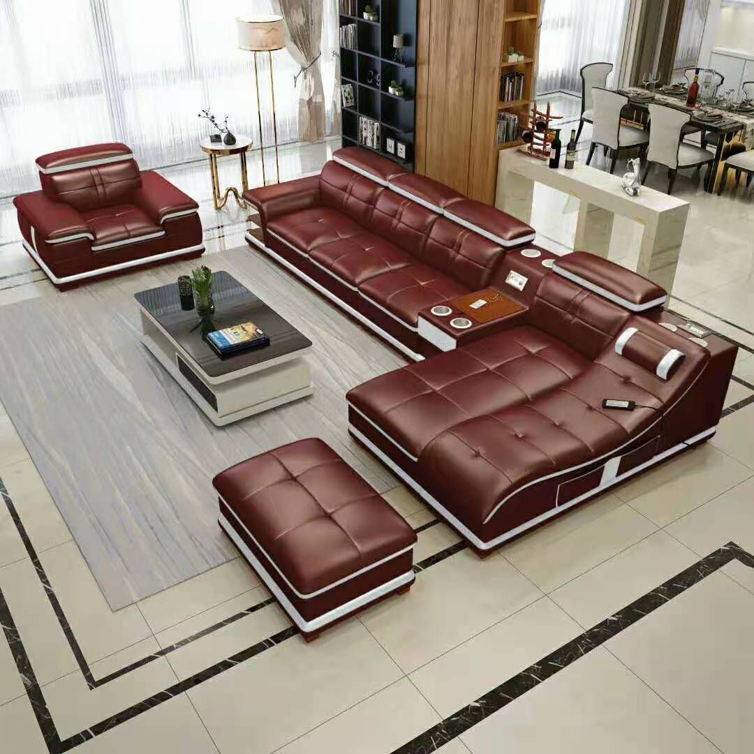 Burgundy Media Room Sectional Sofa