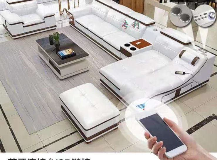 White Media room Sectional sofa