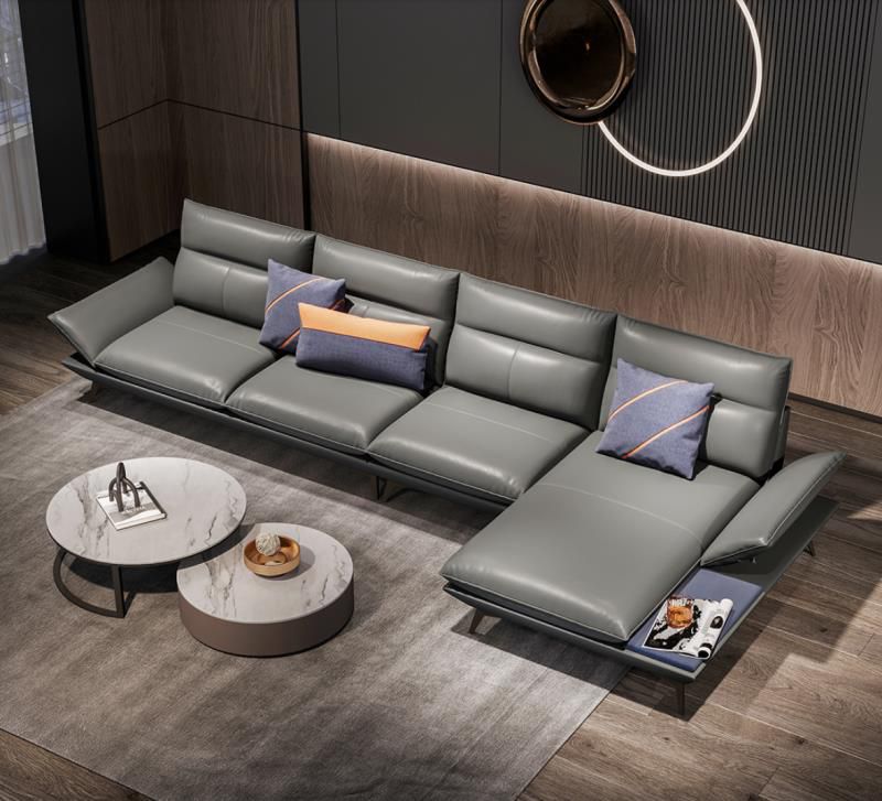 3-piece Gray Leather sectional - Image 3