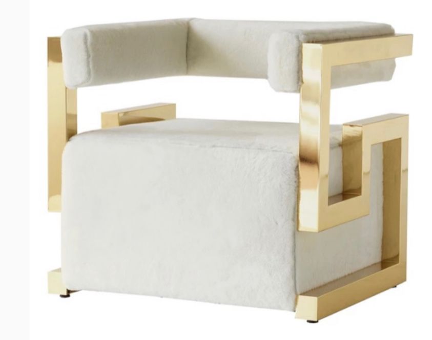 GOLDEN STEEL AND WHITE ACCENT CHAIR