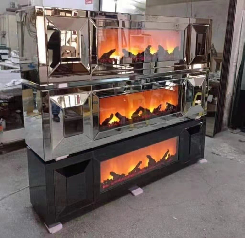 Black FIRE PLACE TV STAND CONSOLE