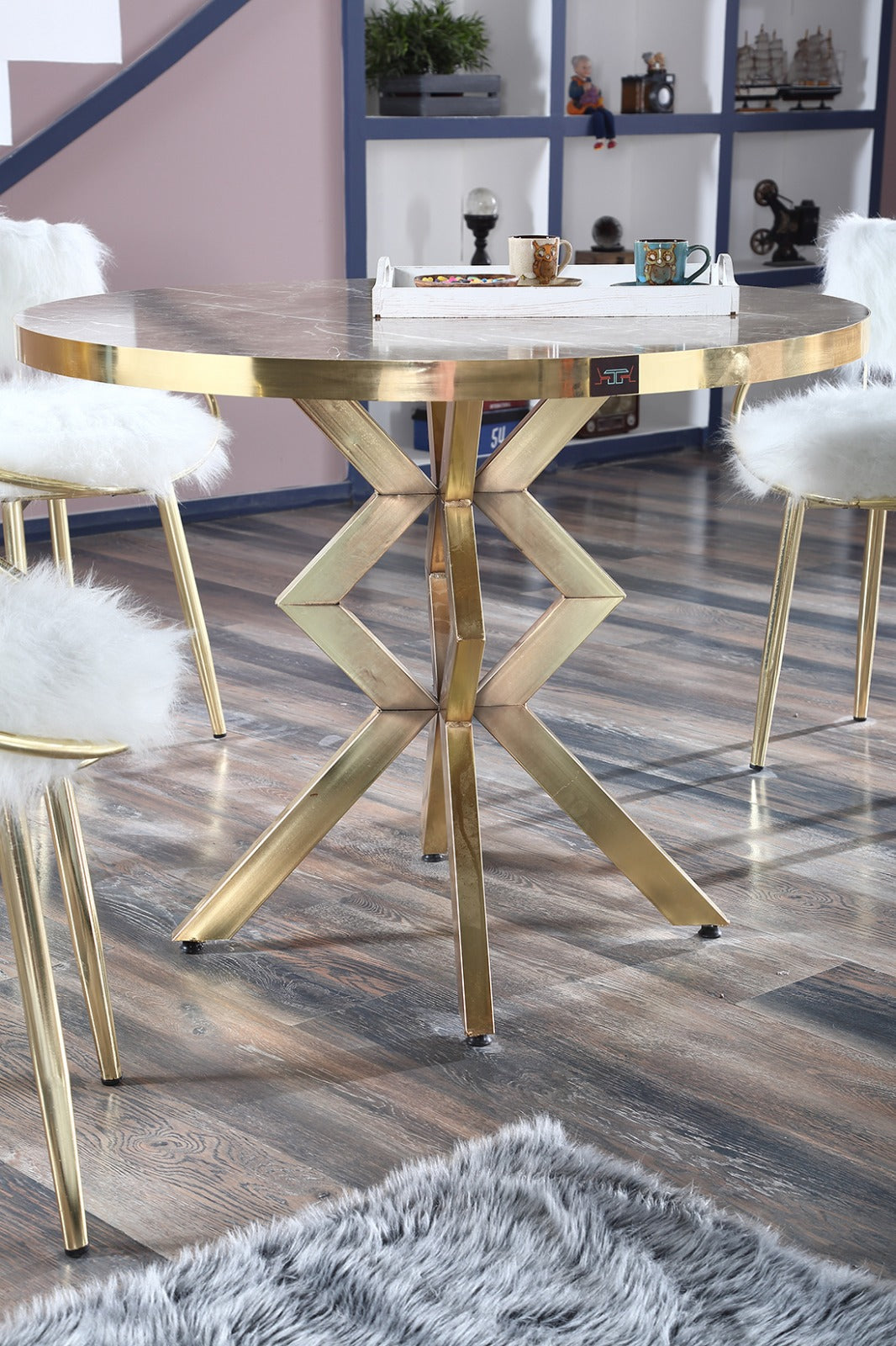 G-ES007 MDF Belek Ultralam Round Dining Set - Image 3