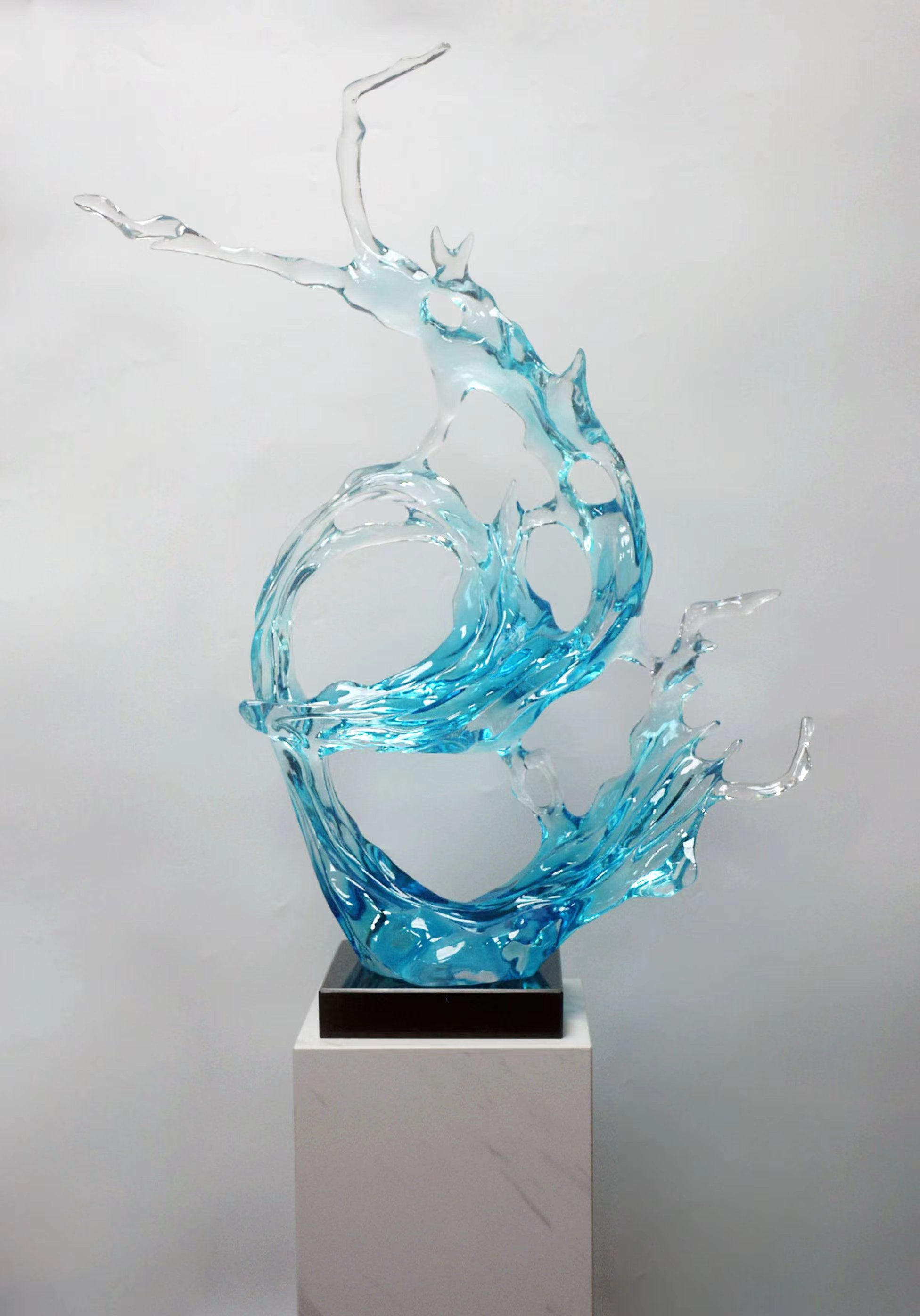 Blue Wave Splash Resin Sculptures