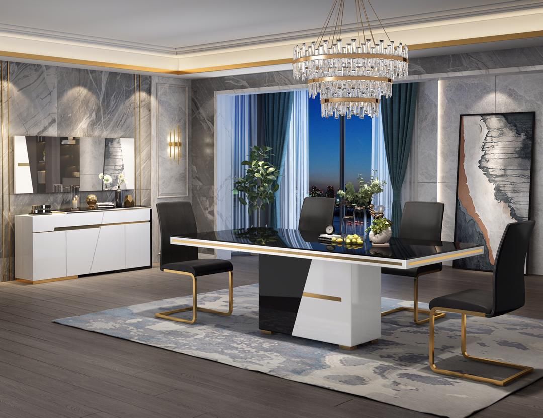 Black and White with Gold Trim Stainless Steel Tempered Glass Top