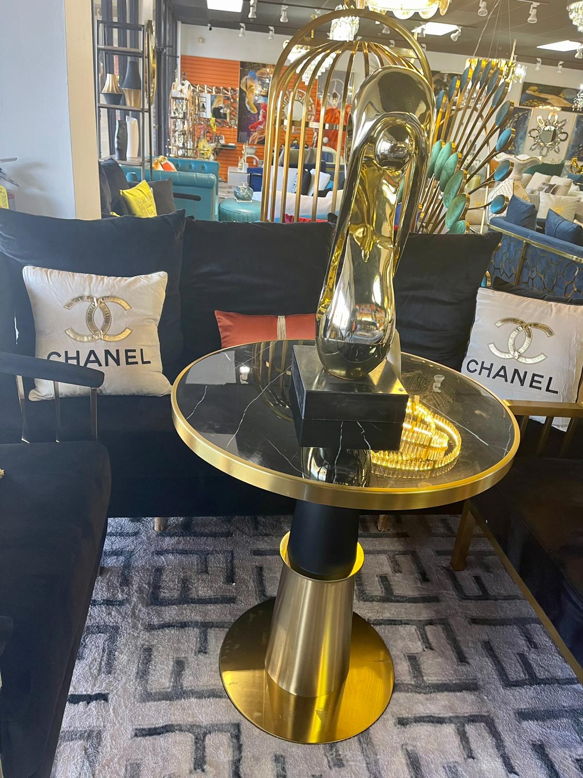 Black Marble Top Italian Discussion Table - Image 2