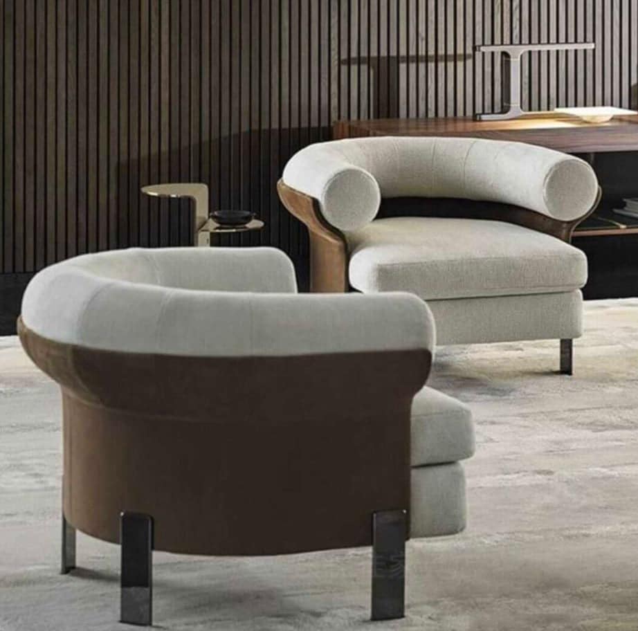 White mix with Brown Modern Leisure chair