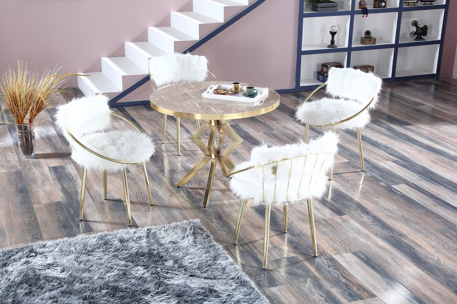 G-ES007 MDF Belek Ultralam Round Dining Set