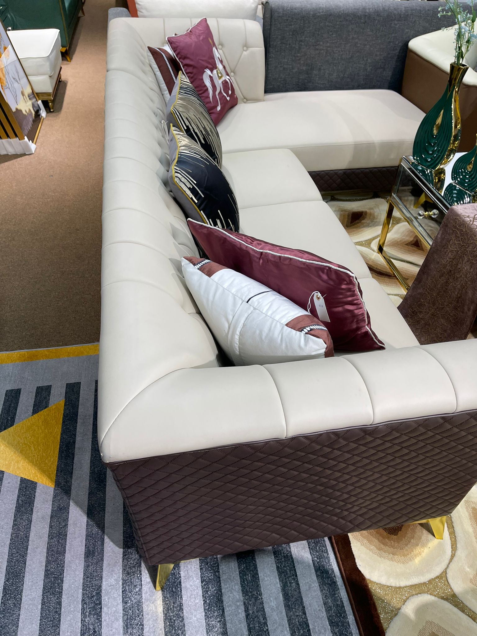 Brown and Cream Living Room Set - Image 2