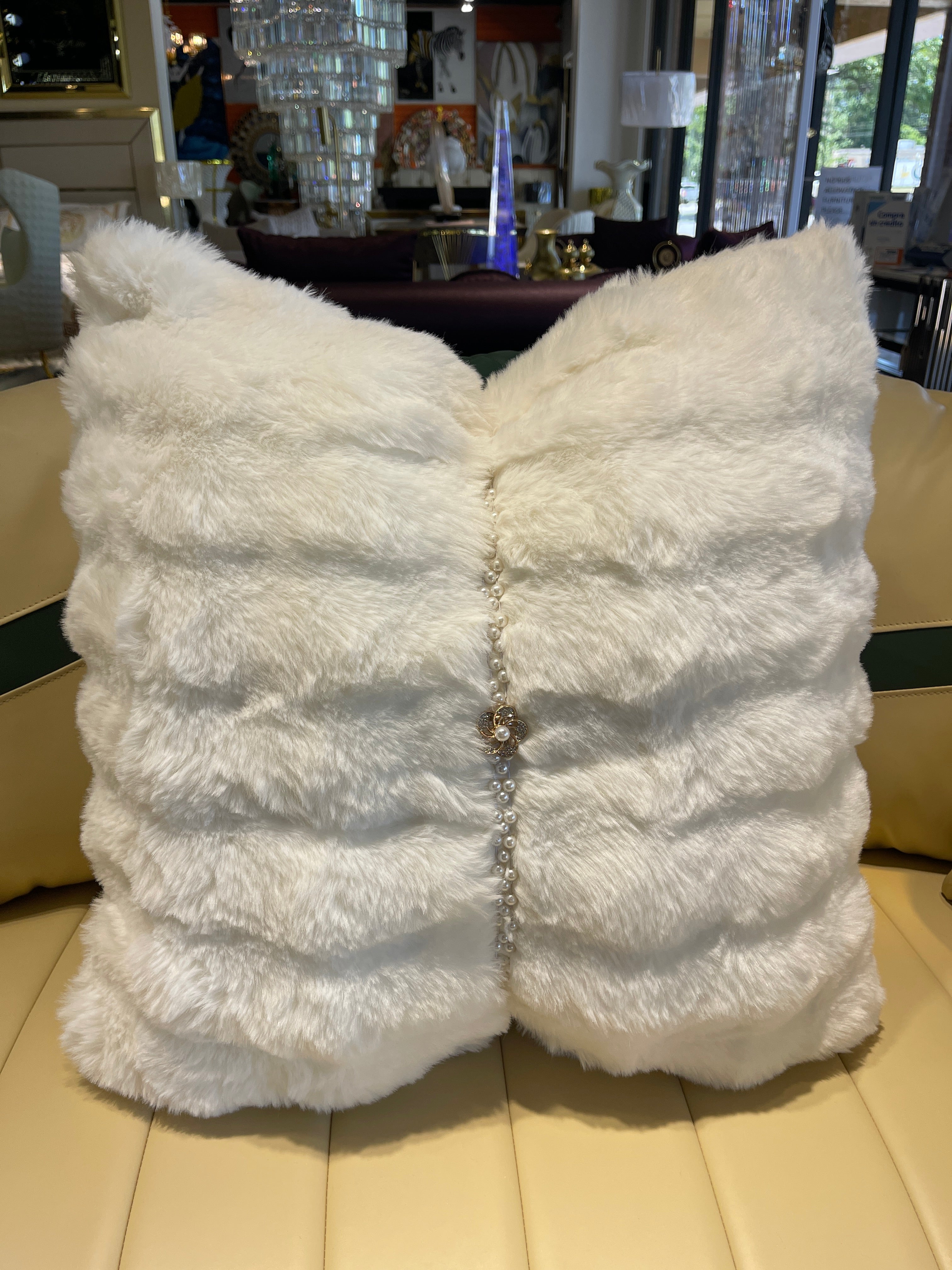 Off-White Fluffy Throw Pillows - Image 4
