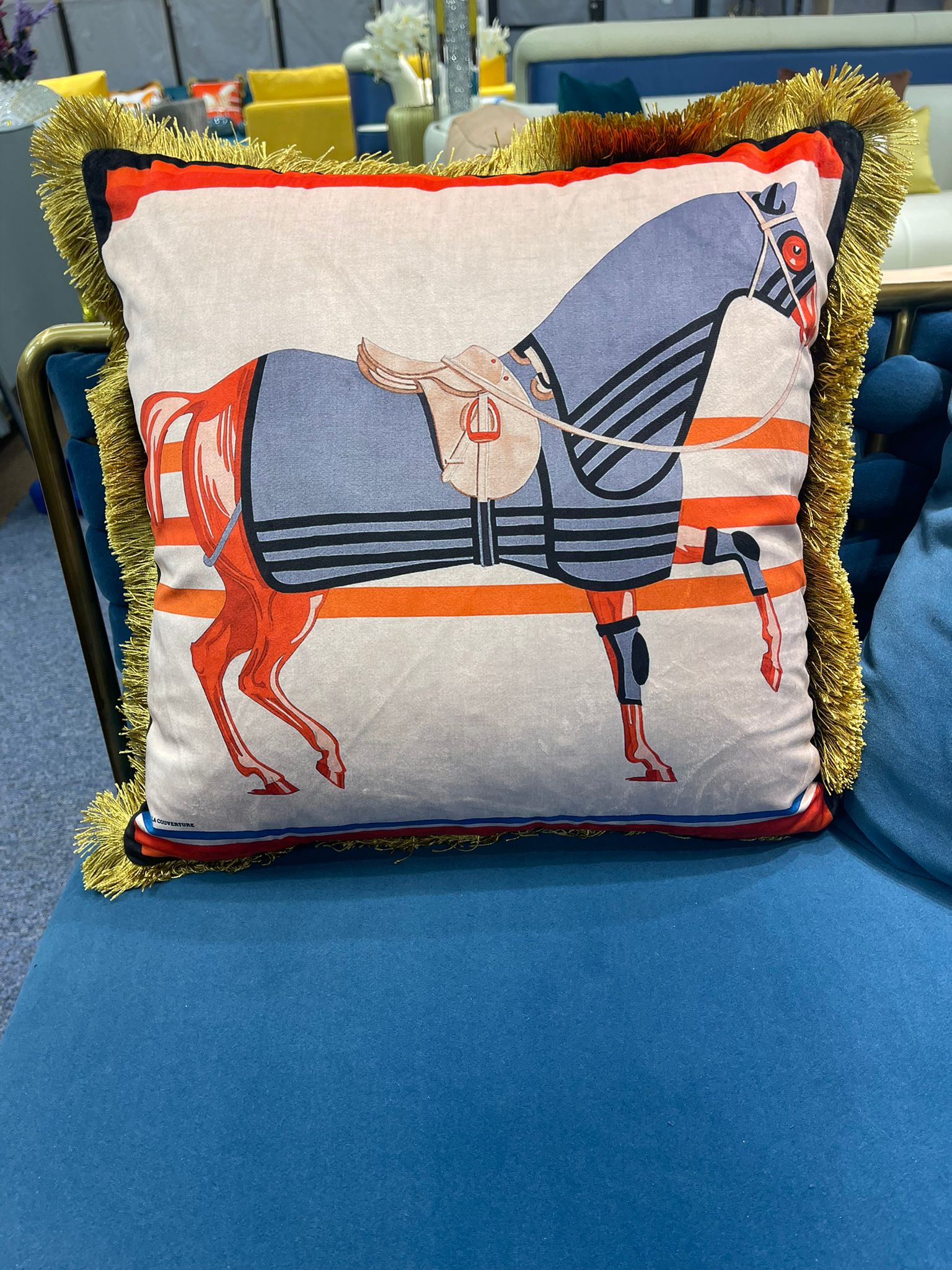 Multi colored horse Throw pillow