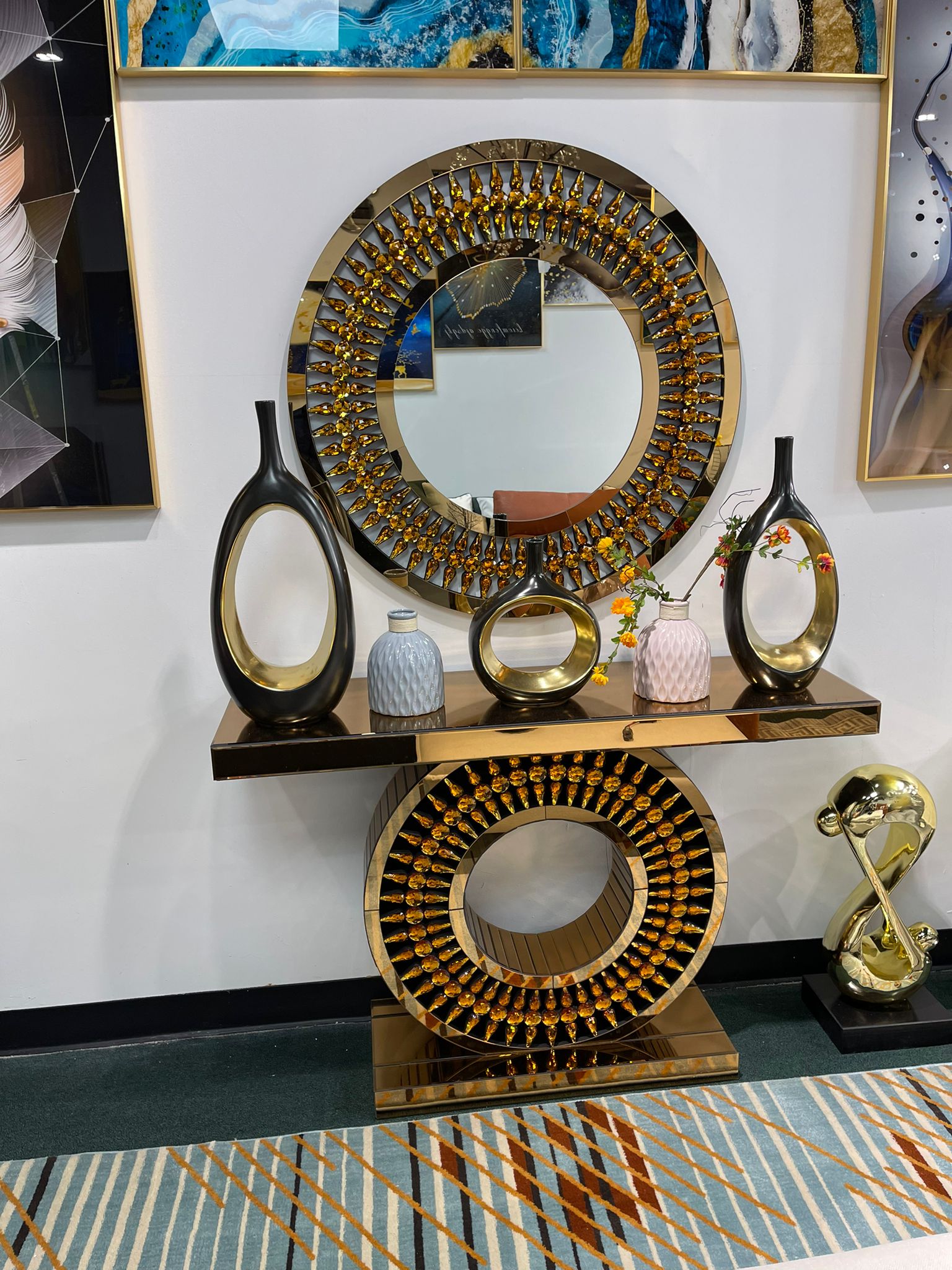 Brown Mirror and console set