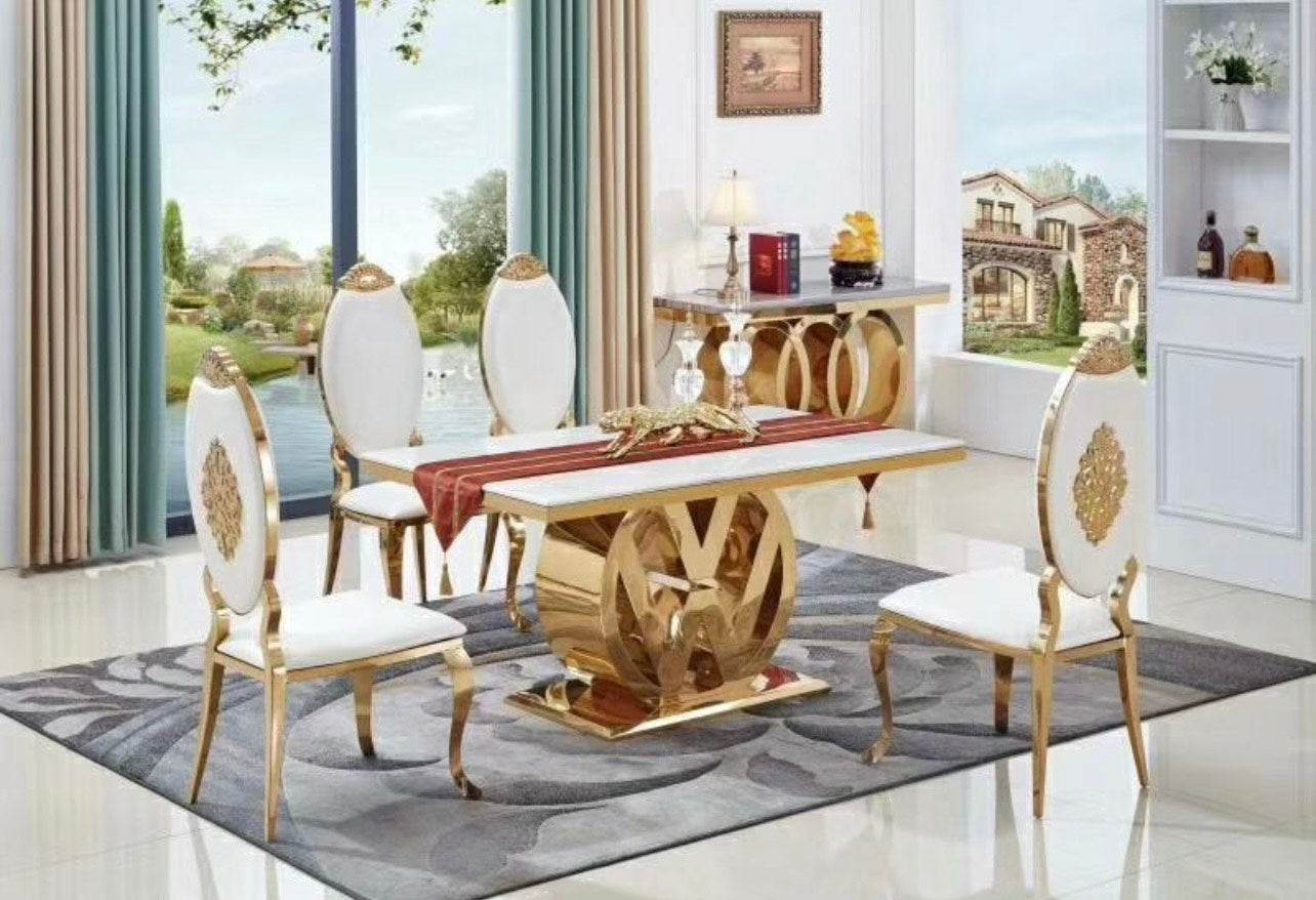 RECTANGULAR LUX DINING TABLE WITH MABLE TOP