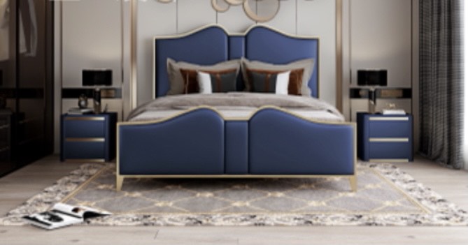 STEEL BLUE AND NIGHT STAND SET