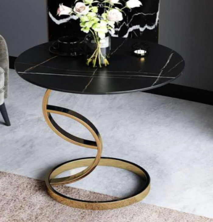 Black Marble Top End Table