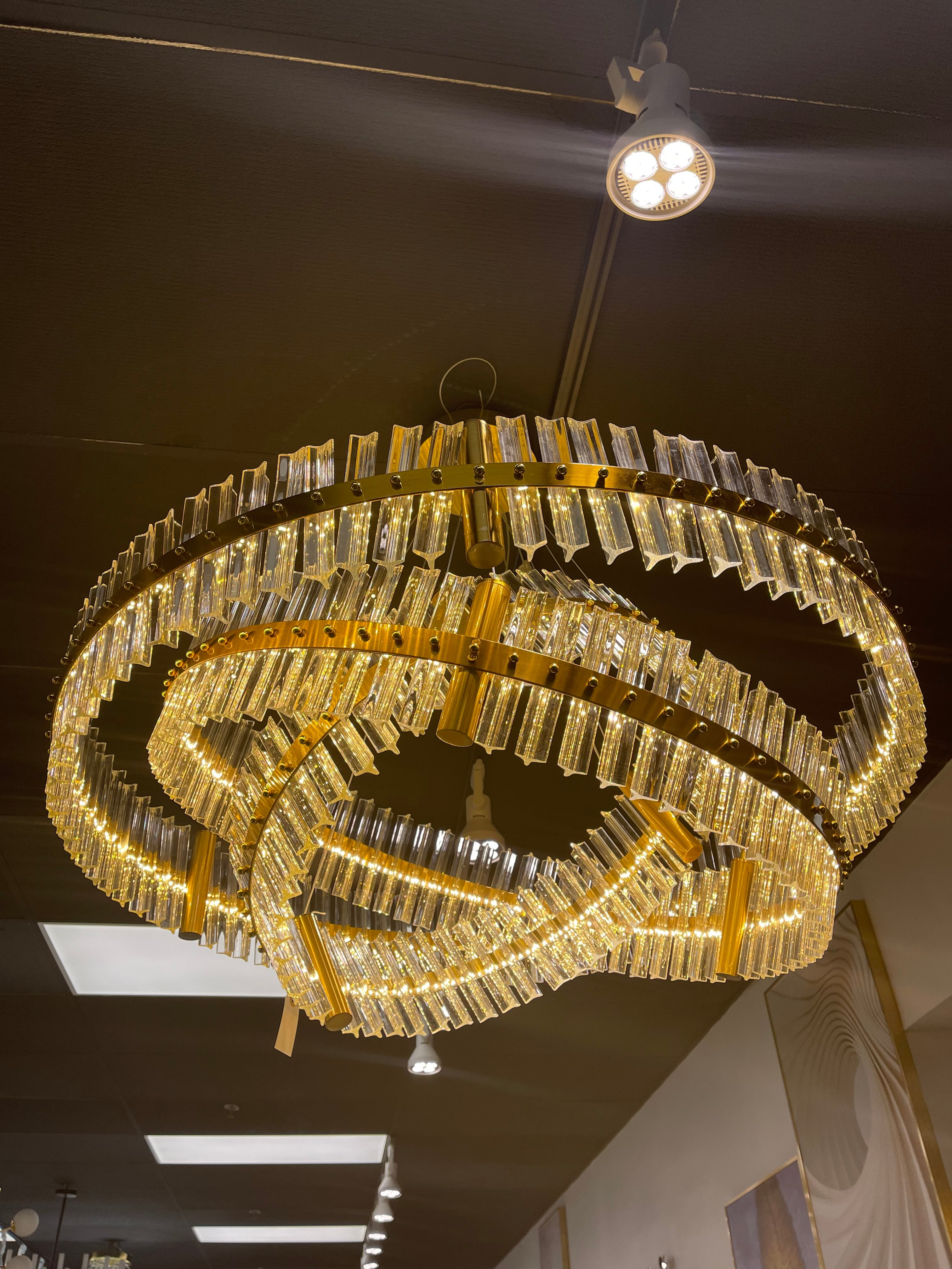 G-3Tier GOLDEN RING CHANDELIER